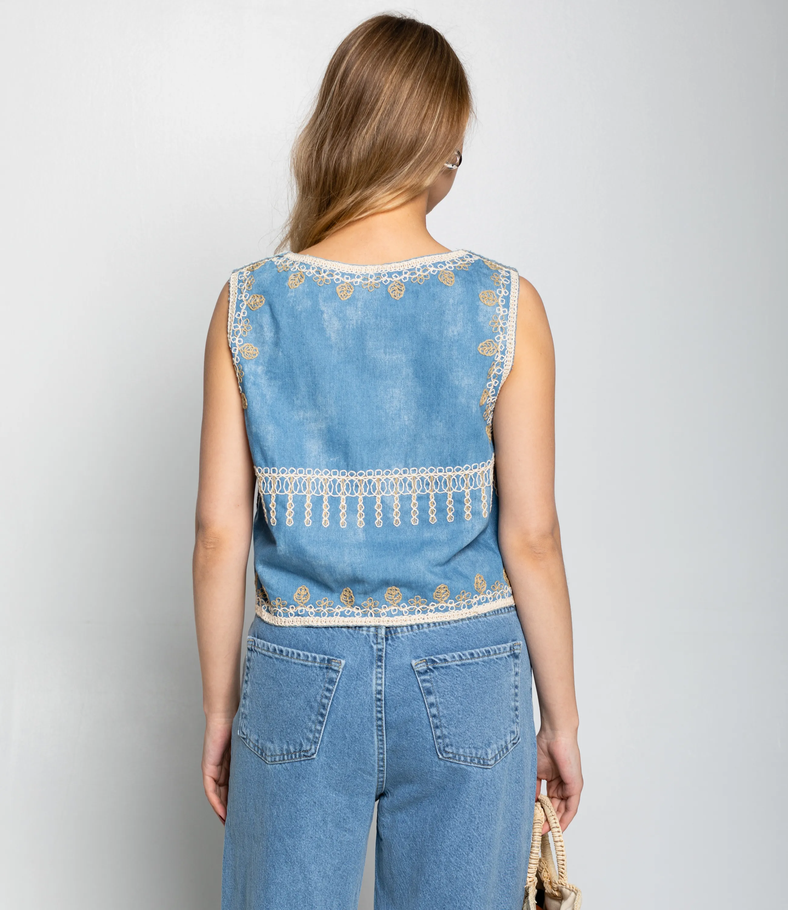 Джинсовый жилет #КТ103 (10), голубой - фото 3