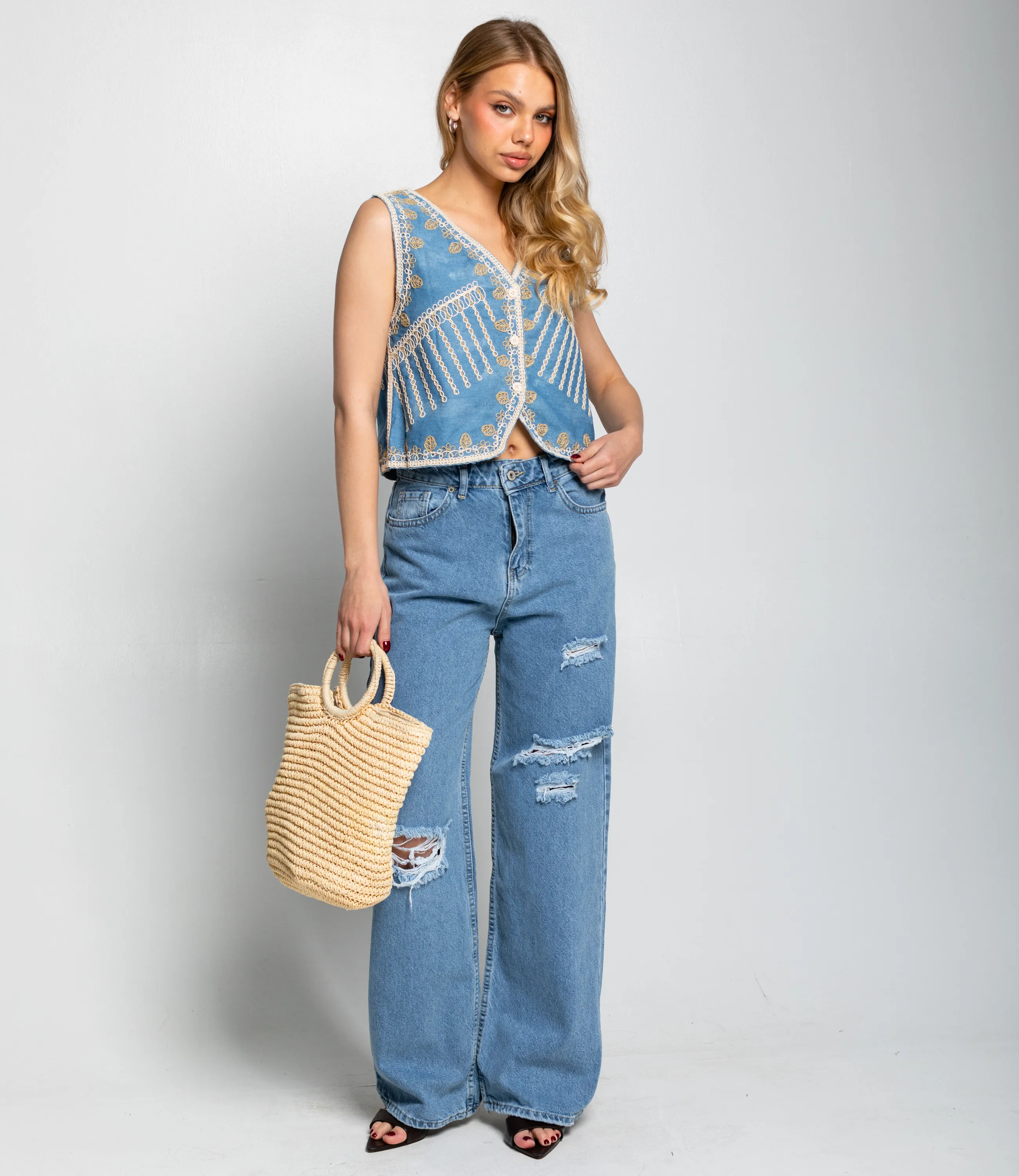 Джинсовый жилет #КТ103 (10), голубой - фото 4