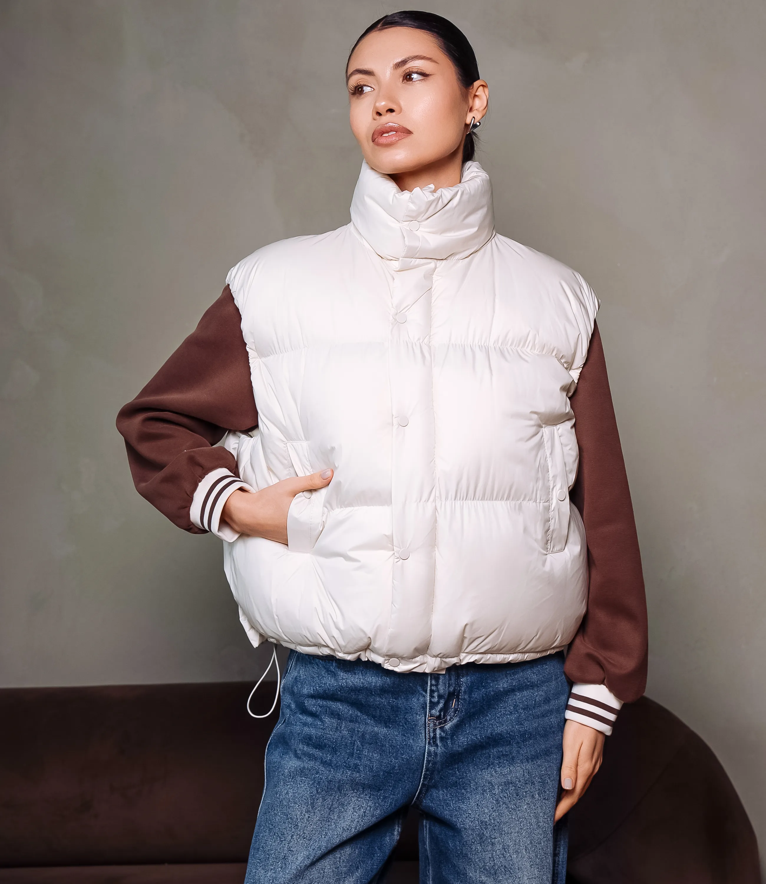 Жилет #КТ6997, светло-бежевый - фото 1