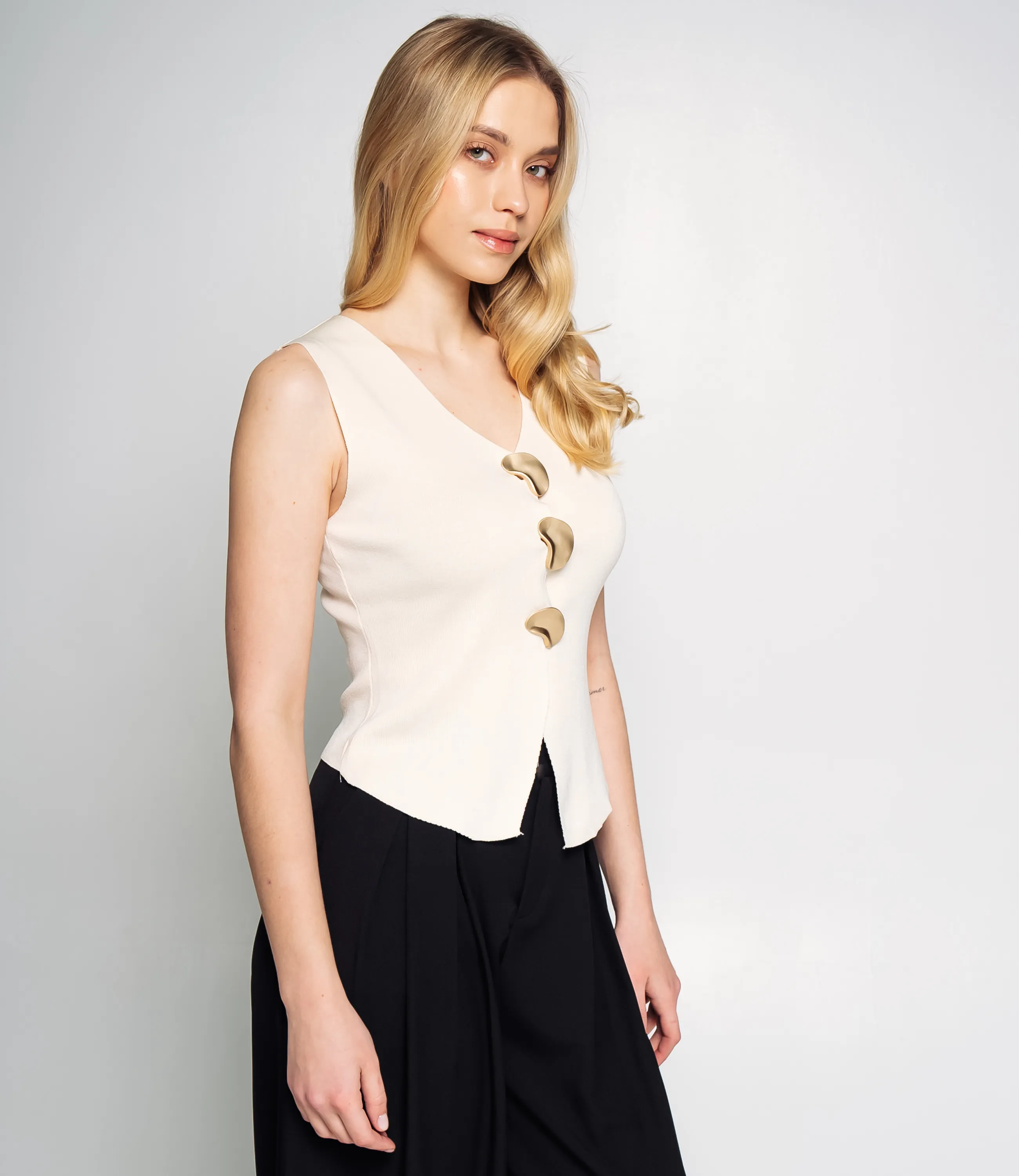 Жилет #КТ31050, светло-бежевый - фото 2