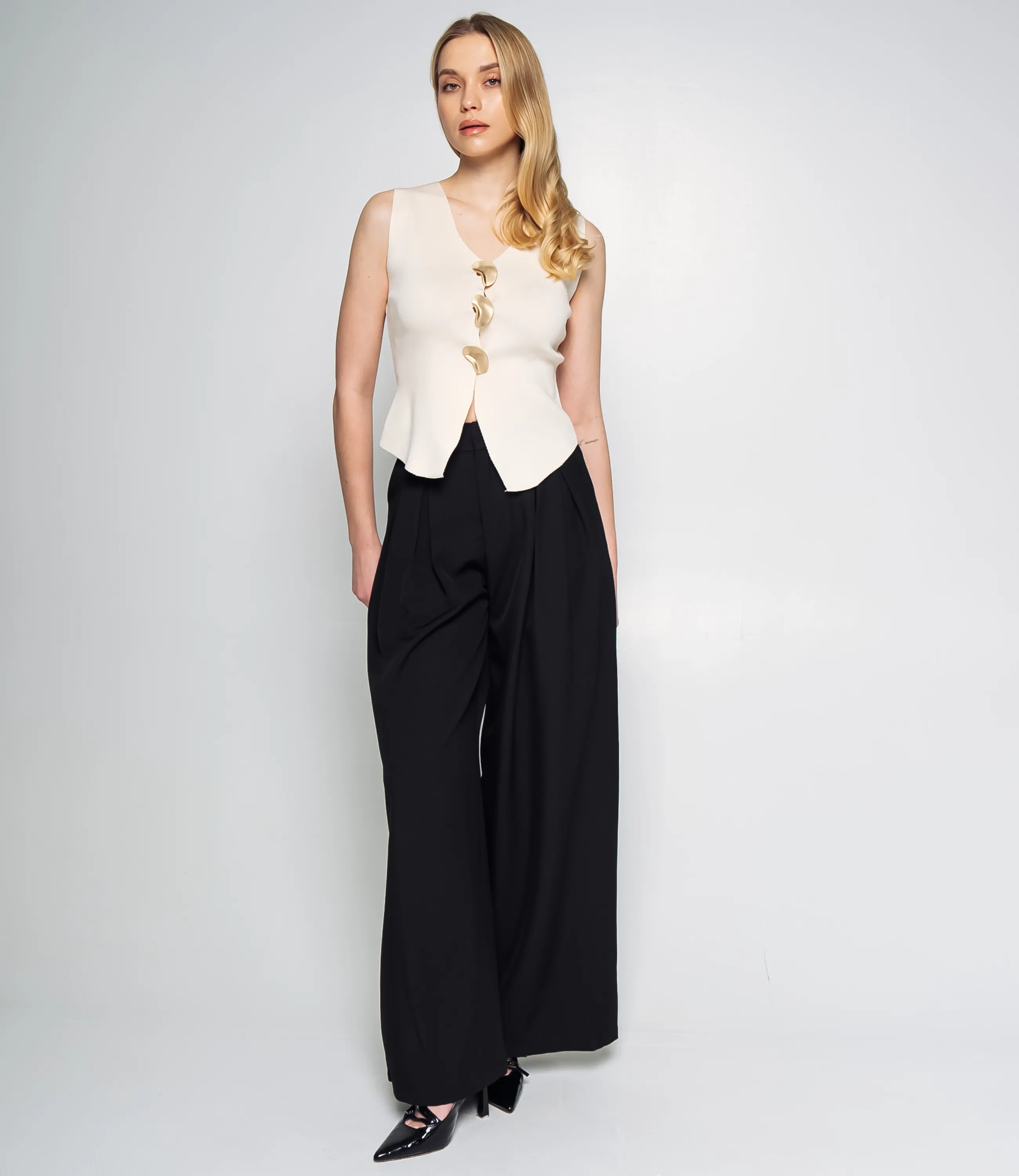 Жилет #КТ31050, светло-бежевый - фото 4