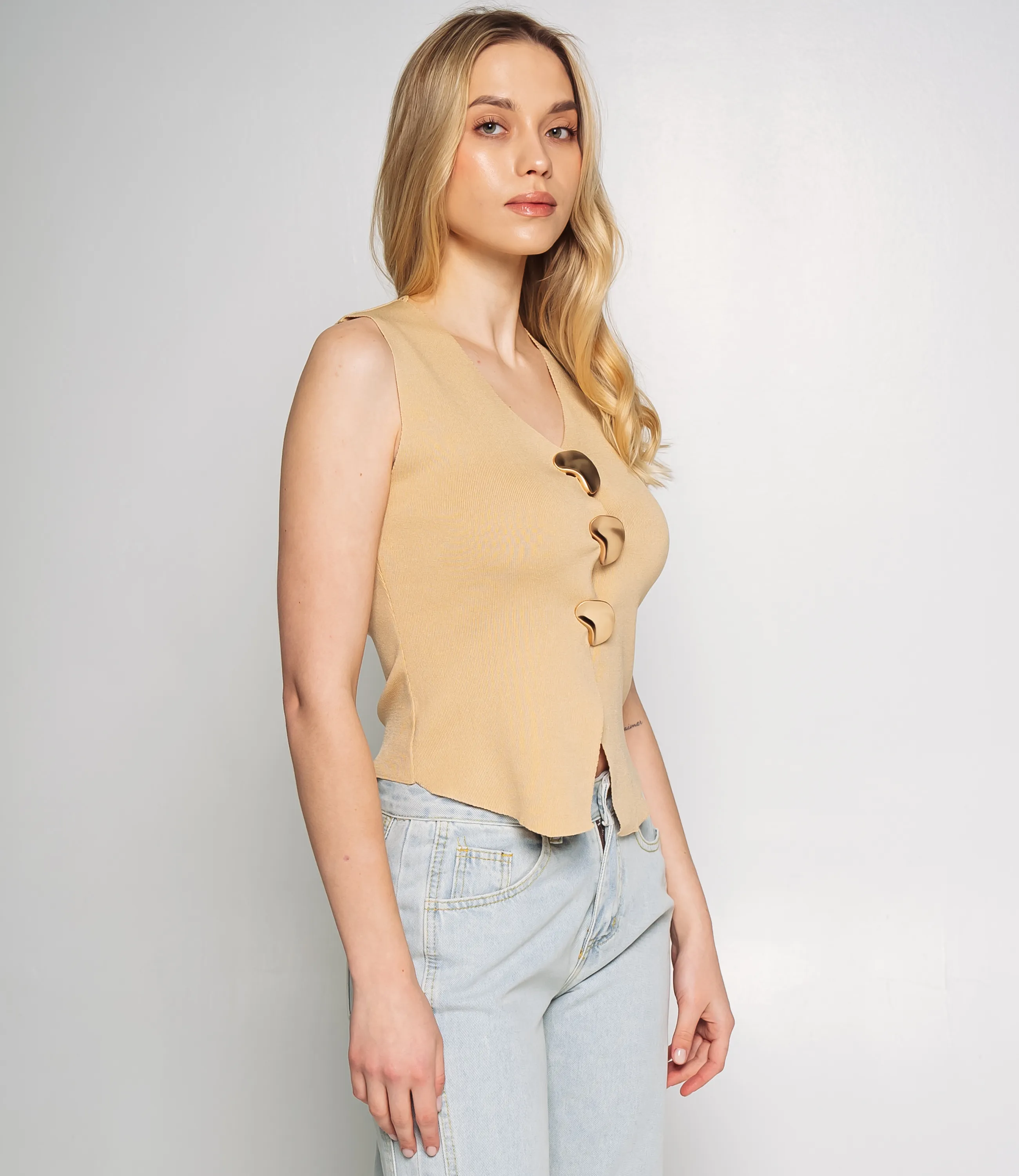 Жилет #КТ31050, бежевый - фото 2