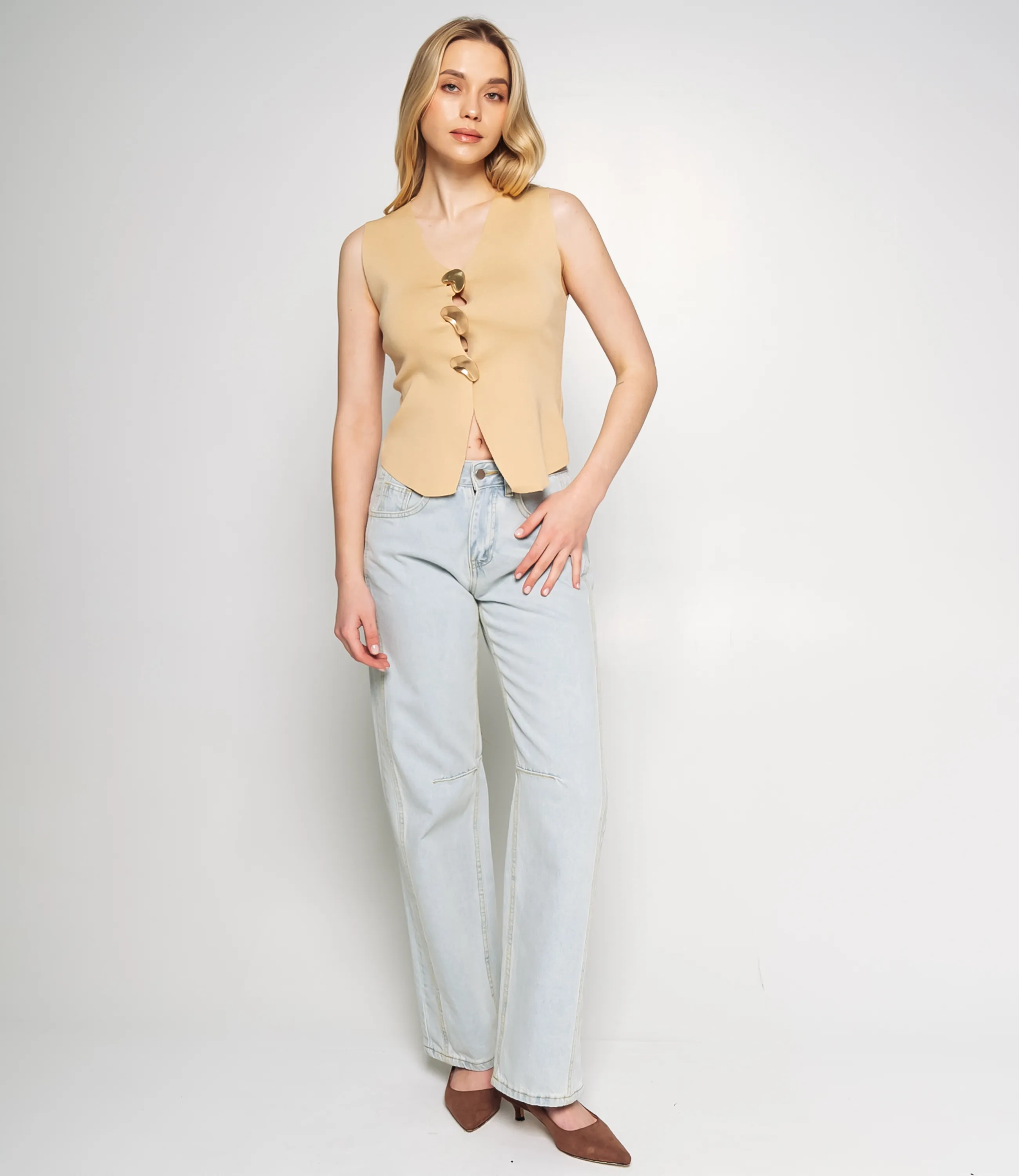 Жилет #КТ31050, бежевый - фото 4