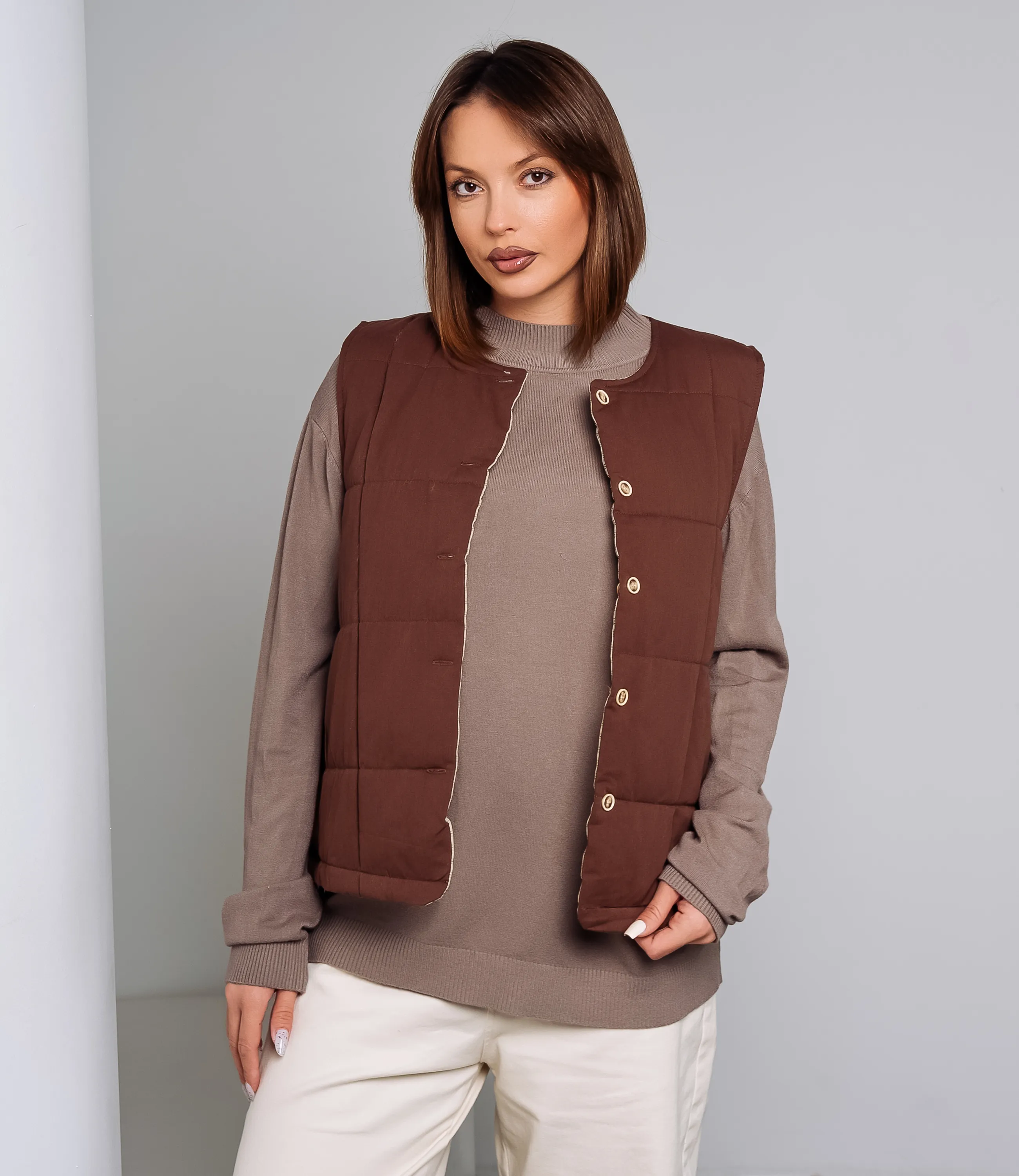 Жилет #КТ8358, коричневый - фото 1