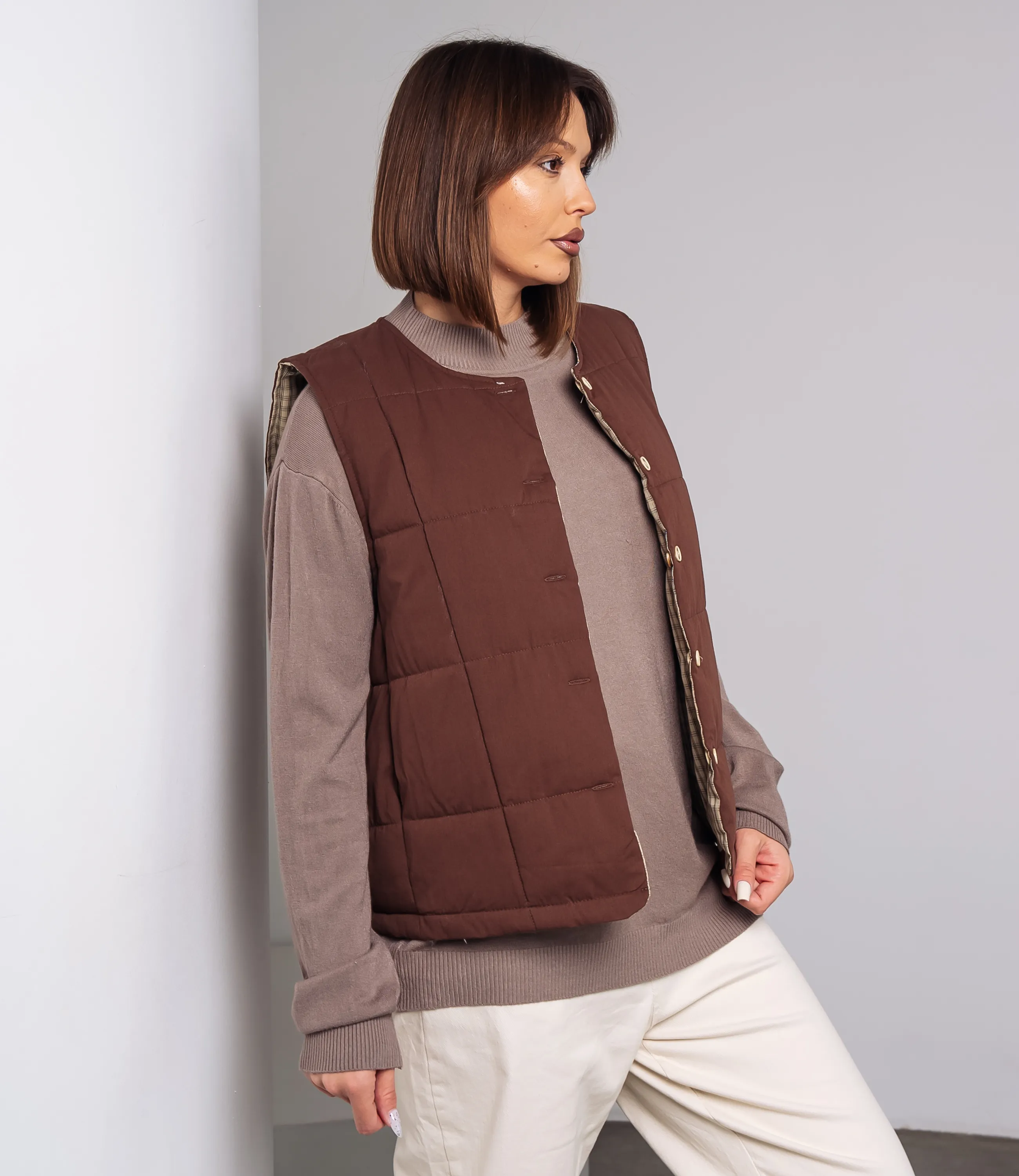 Жилет #КТ8358, коричневый - фото 2