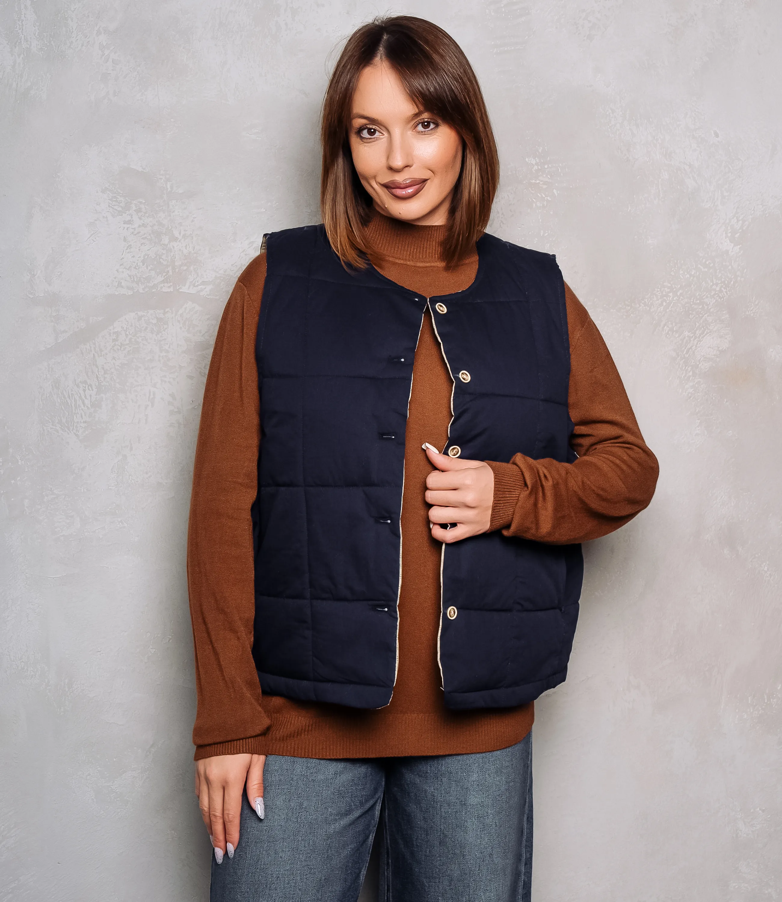 Жилет #КТ8358, тёмно-синий - фото 1