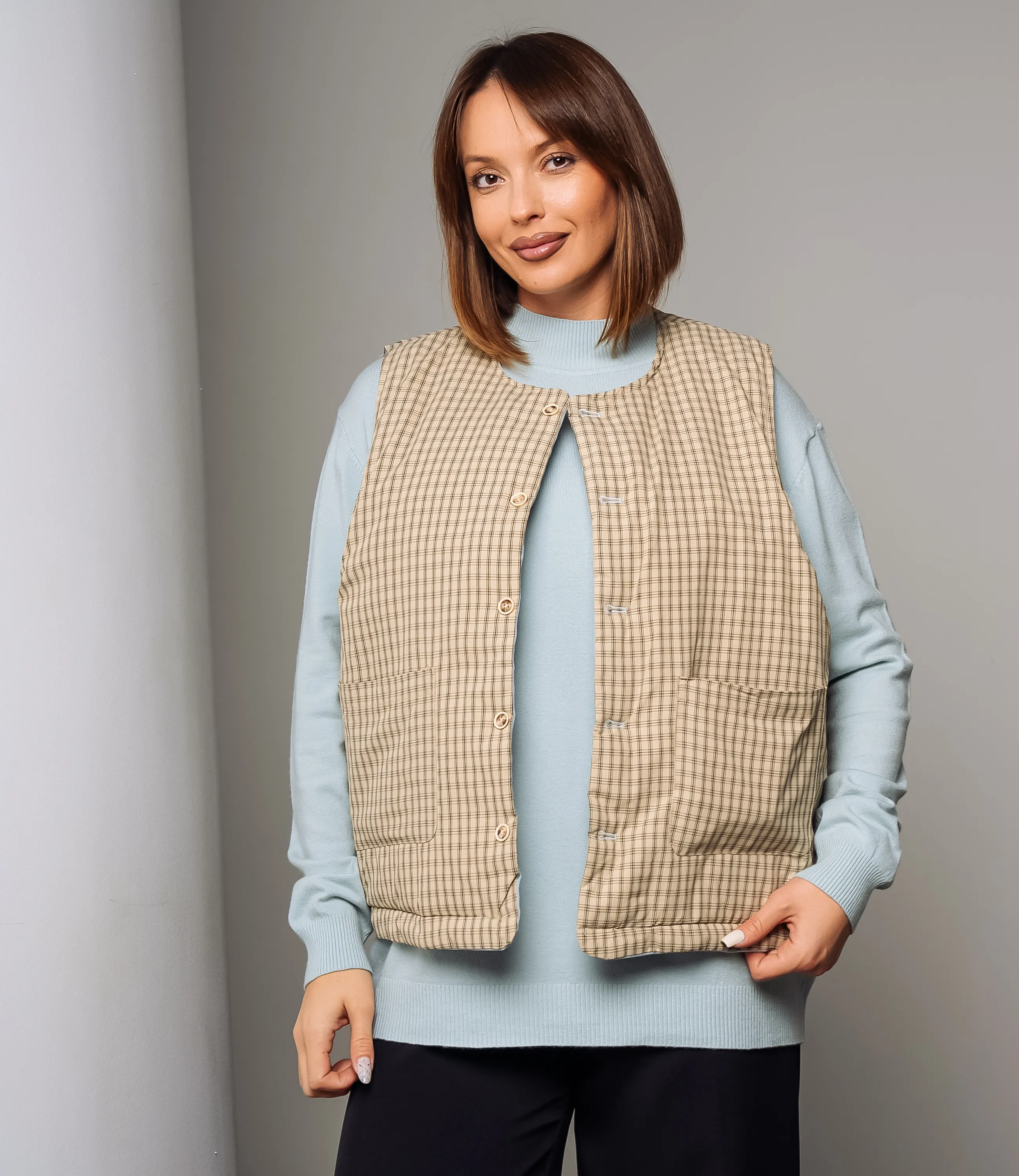 Жилет #КТ8358, голубой - фото 1