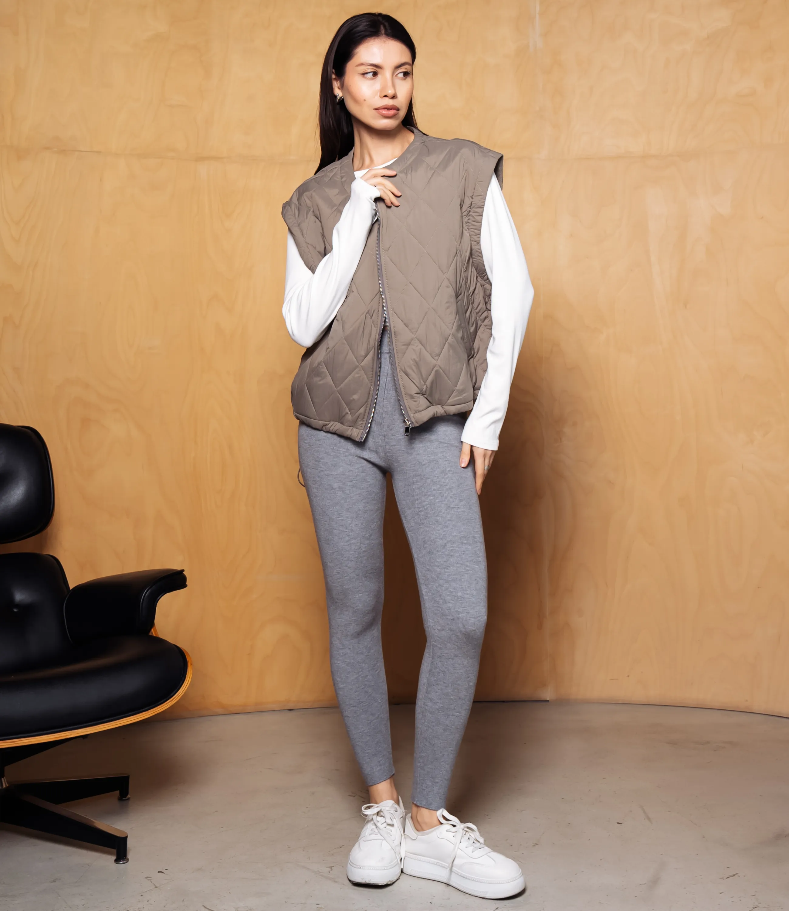 Жилет #КТ750, бежево-серый - фото 4