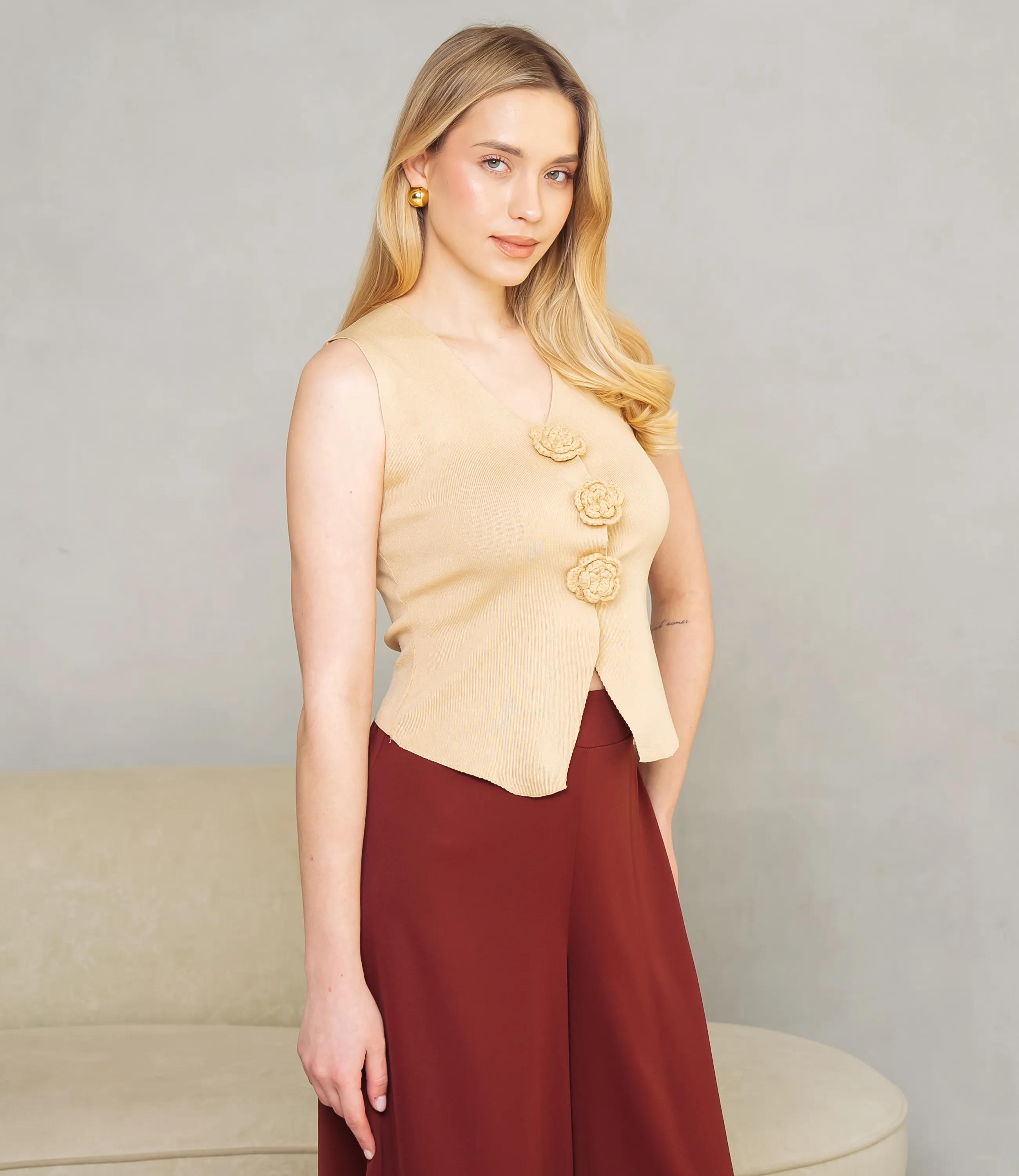 Жилет #КТ31030, бежевый - фото 2