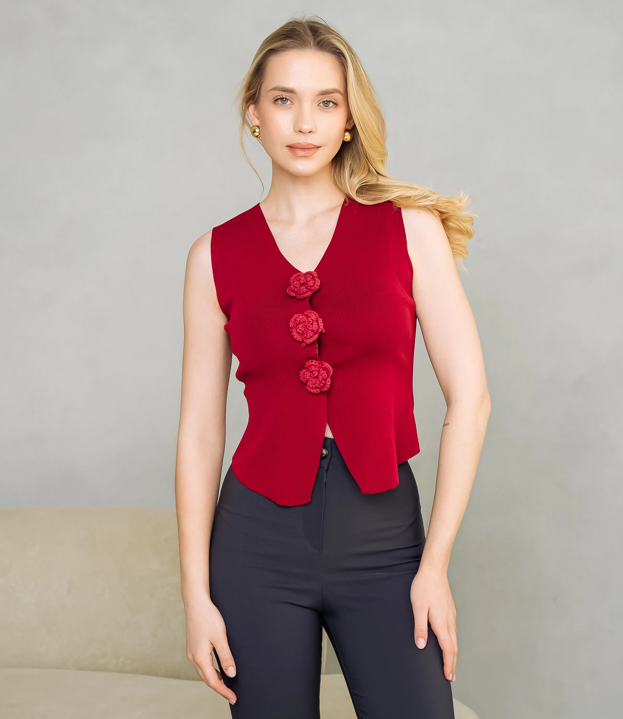 Жилет #КТ31030, бордовый - фото 1
