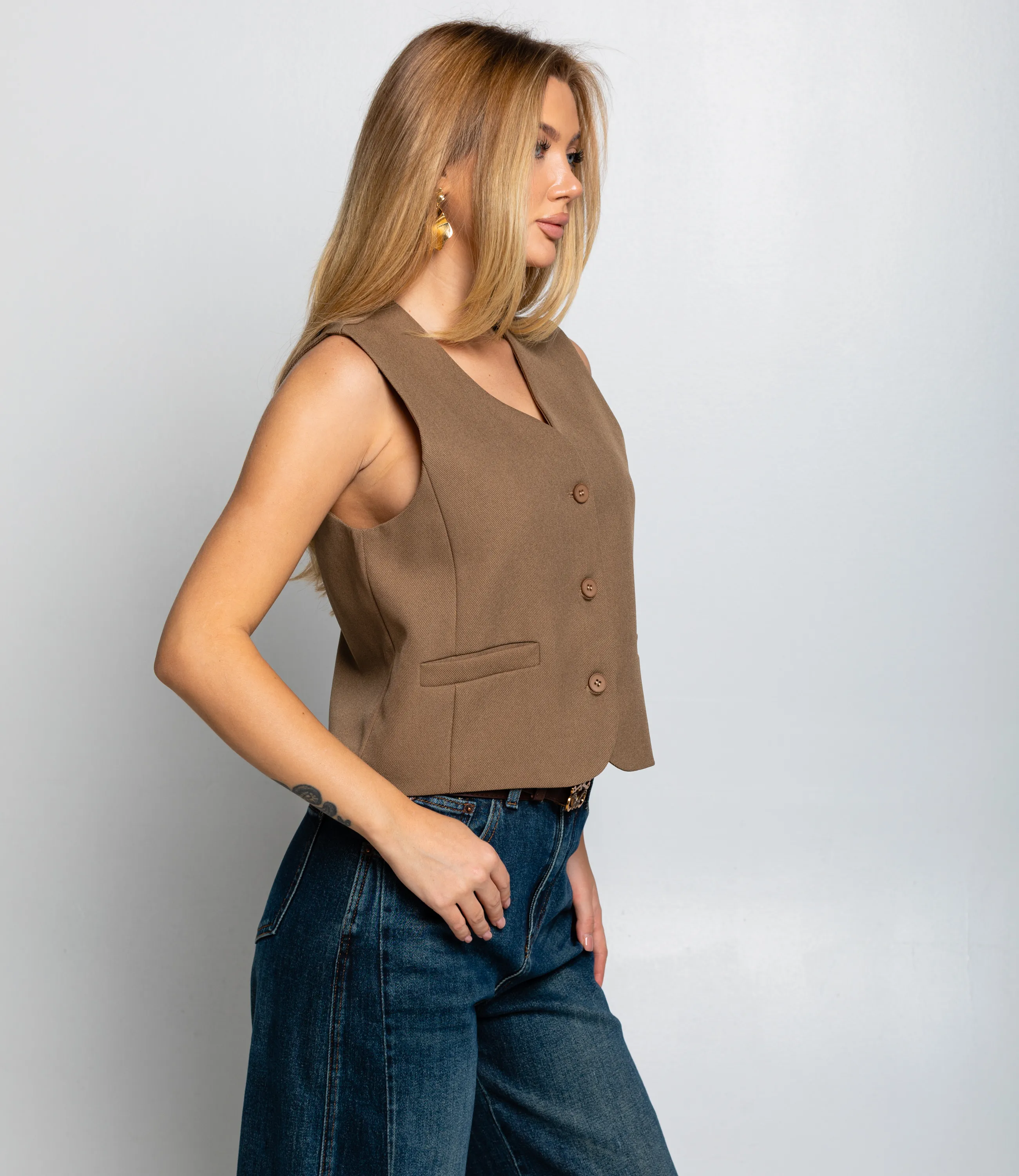 Жилет #КТ6001 (6), тёмно-бежевый - фото 2