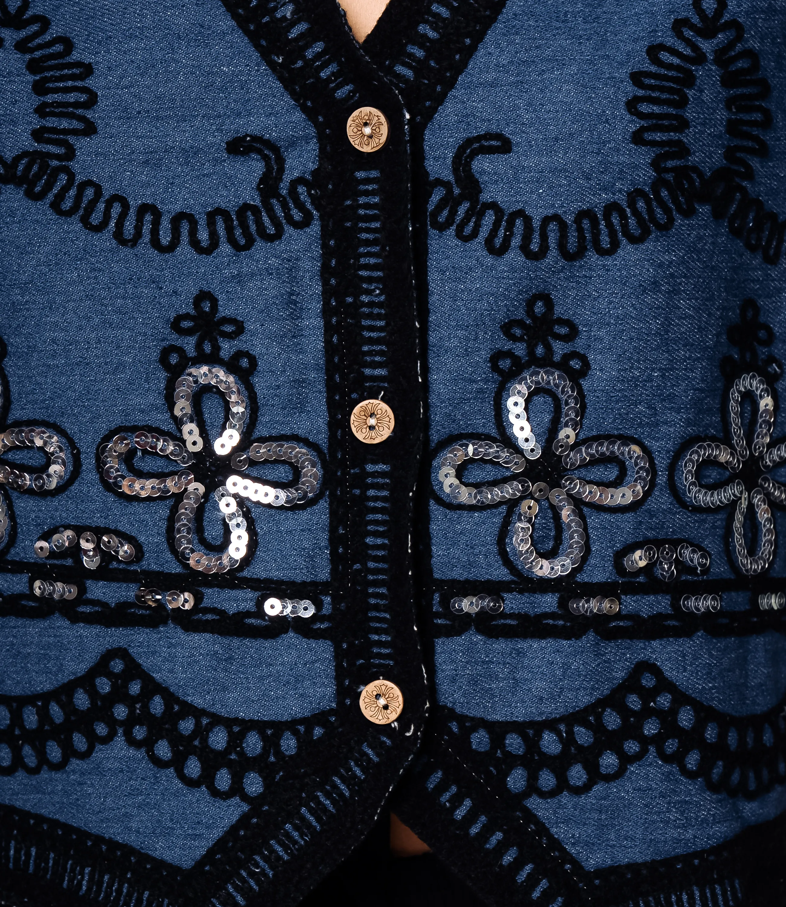 Джинсовый жилет #КТ815 (7), чёрный, синий - фото 5