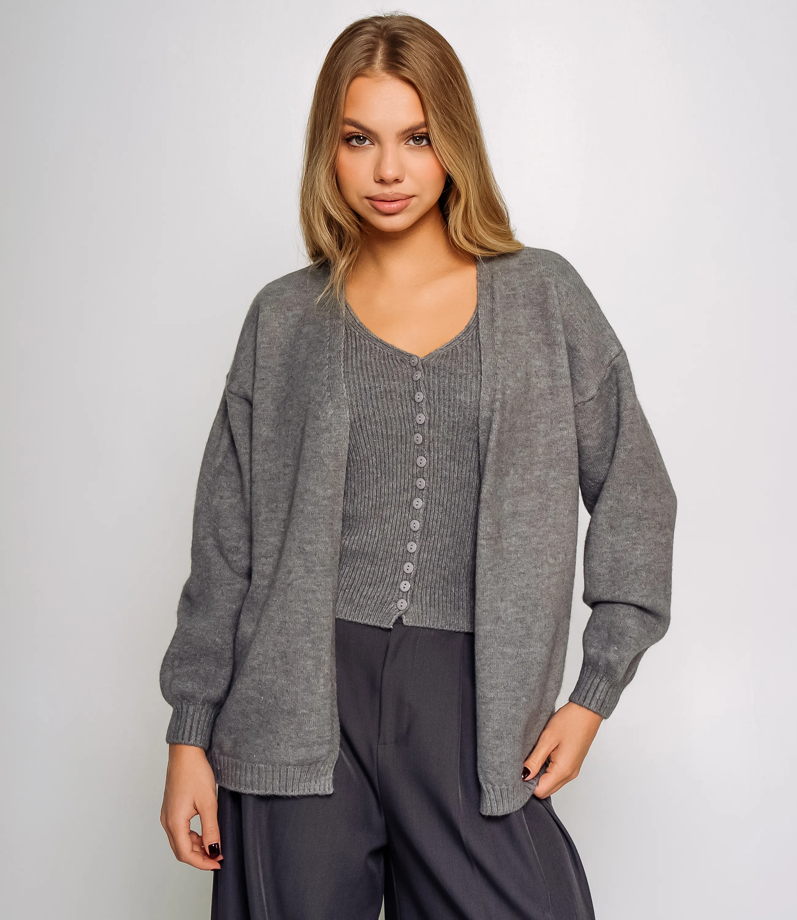 Кардиган+топ #КТ0725, серый - фото 1