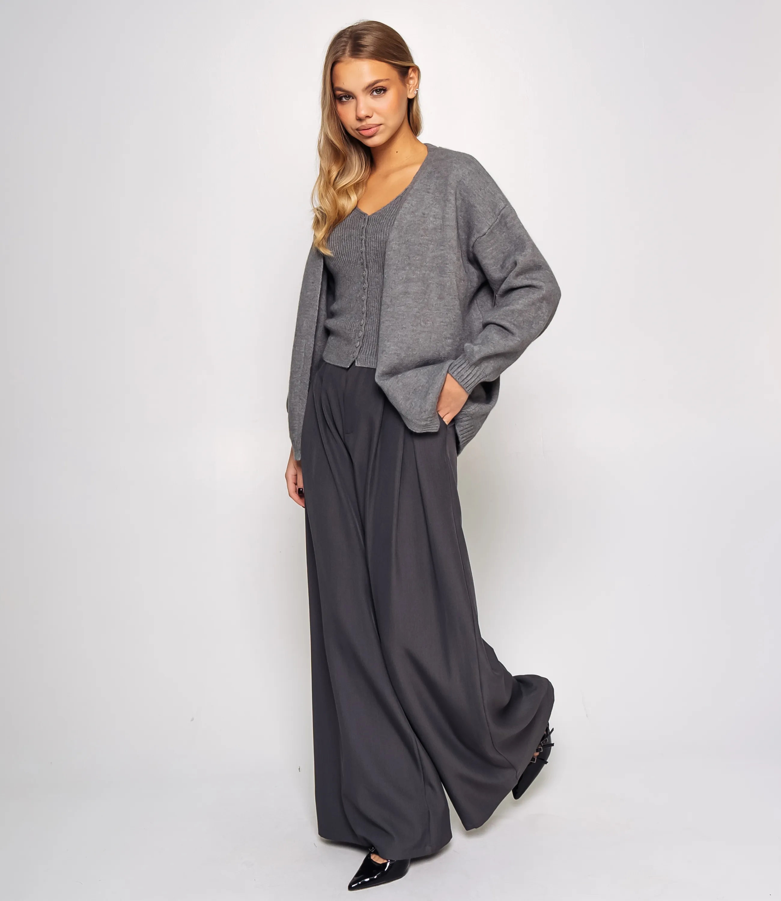 Кардиган+топ #КТ0725, серый - фото 4