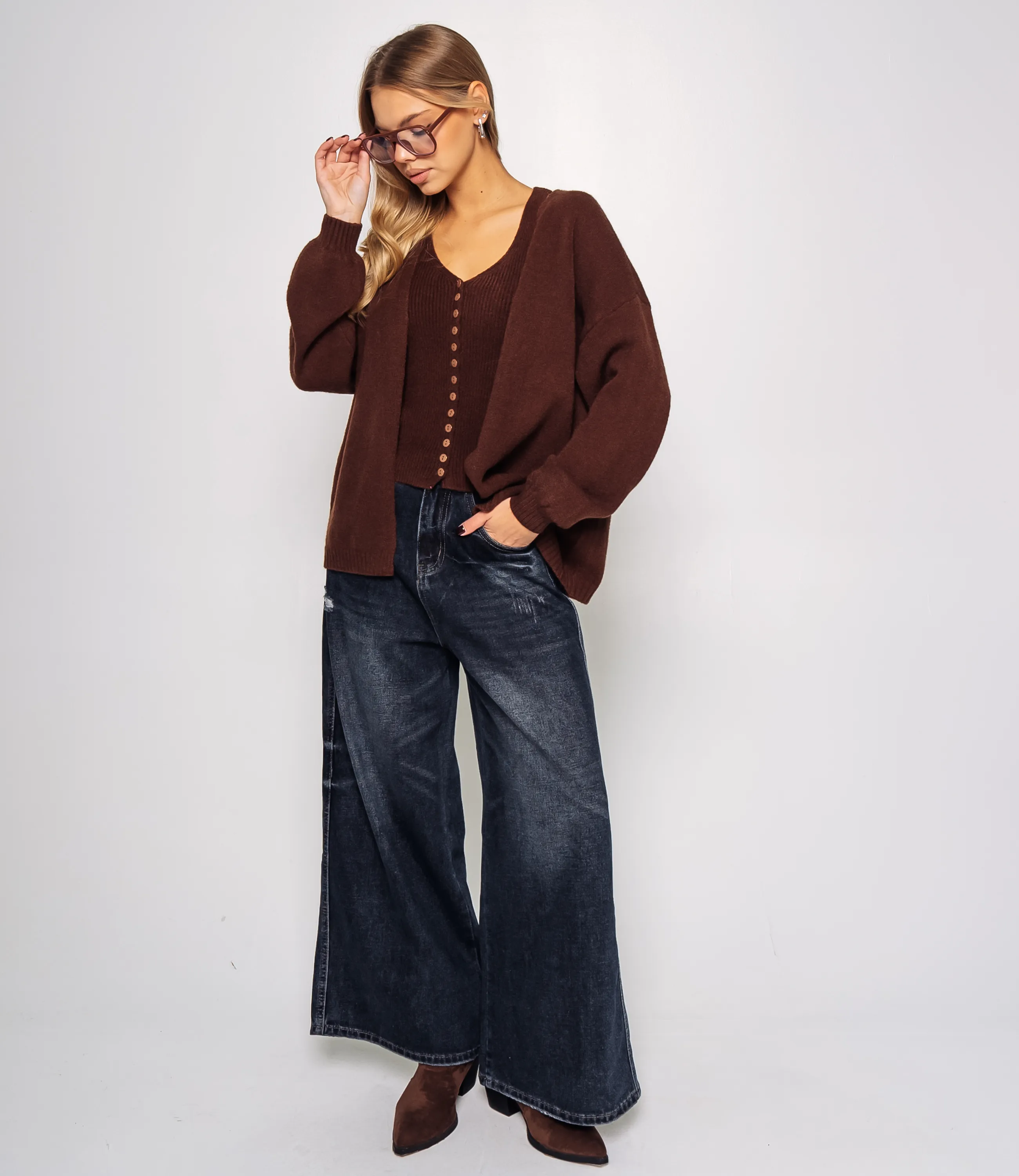 Кардиган+топ #КТ0725, шоколадный - фото 4