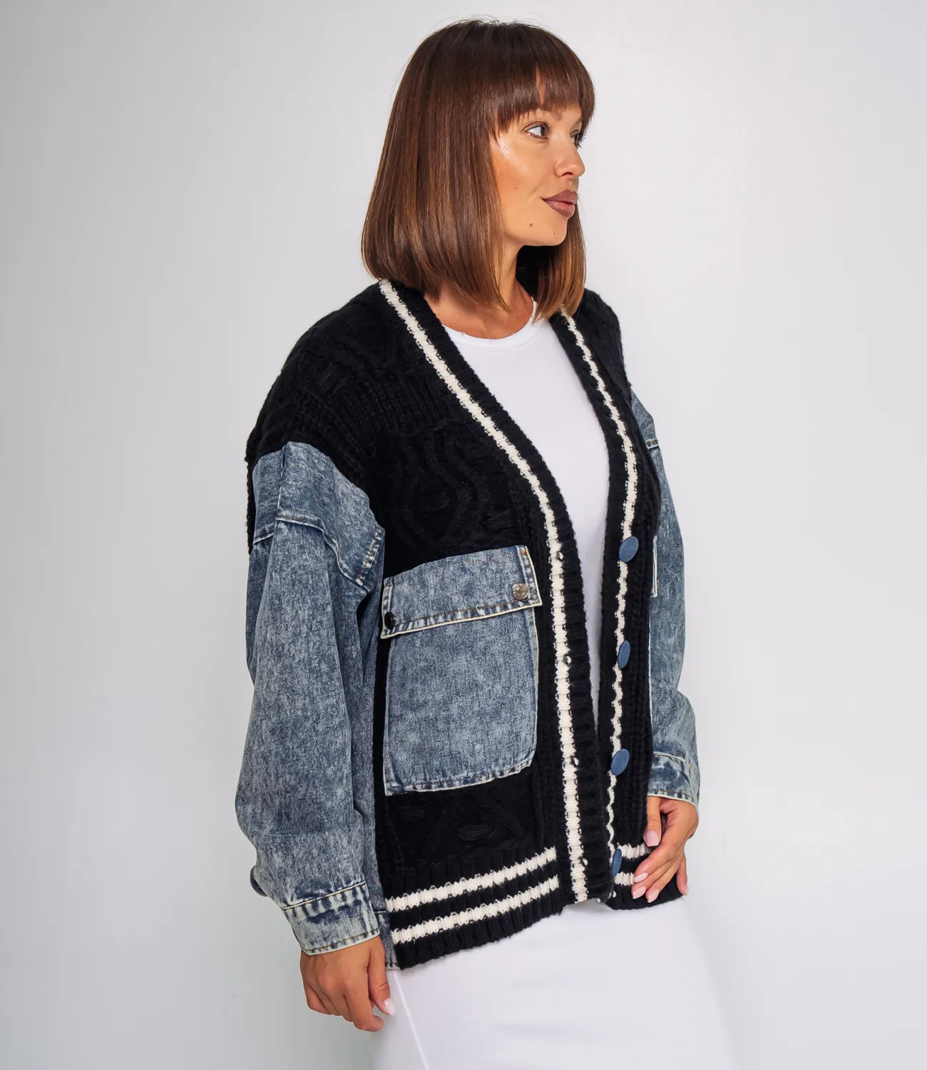 Кардиган #КТ8808 (4), чёрный - фото 2