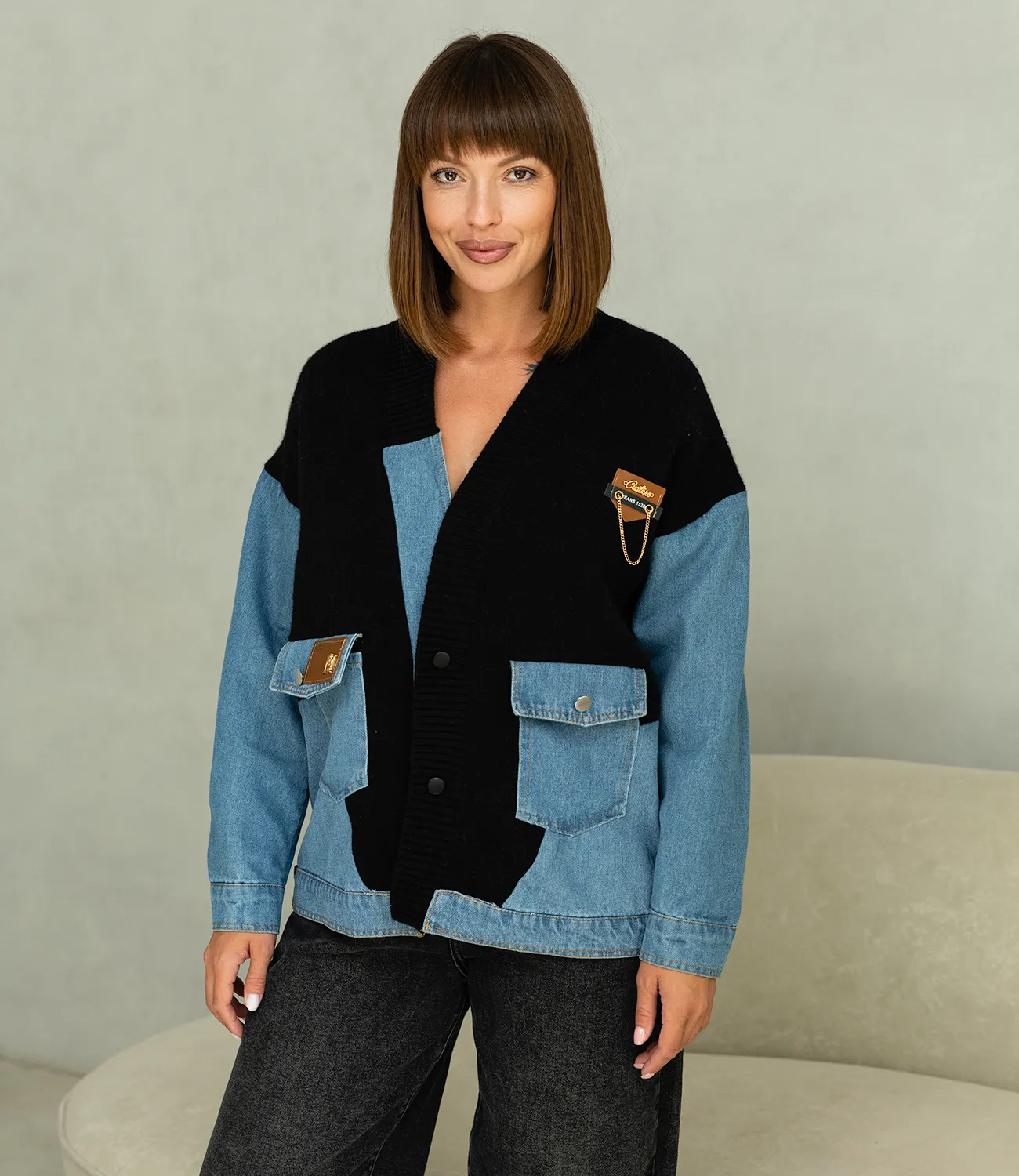 Кардиган #КТ8805 (7), чёрный - фото 1