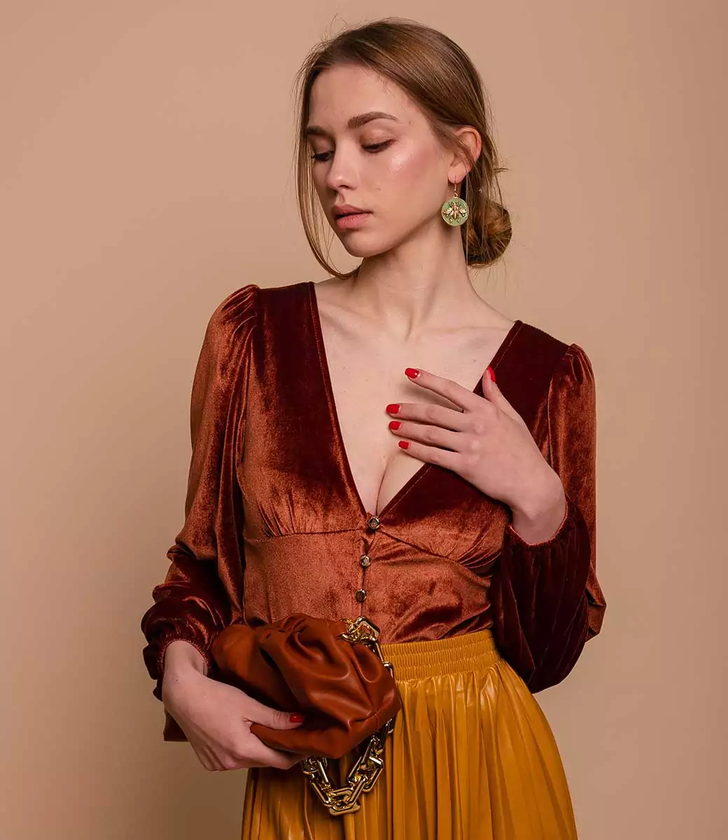 Блузка #9202, коричневый