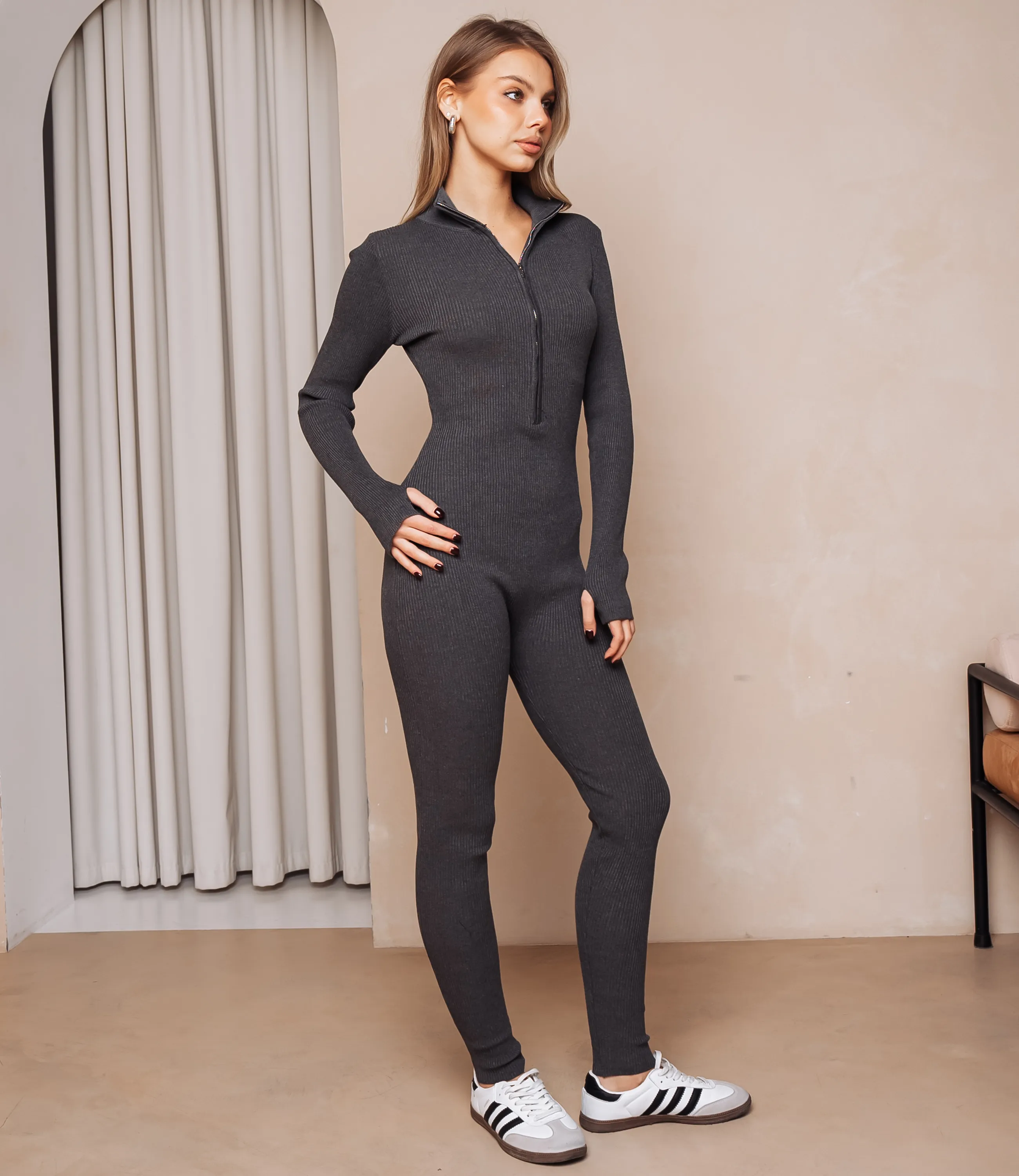 Комбинезон #КТ9180, тёмно-серый - фото 2