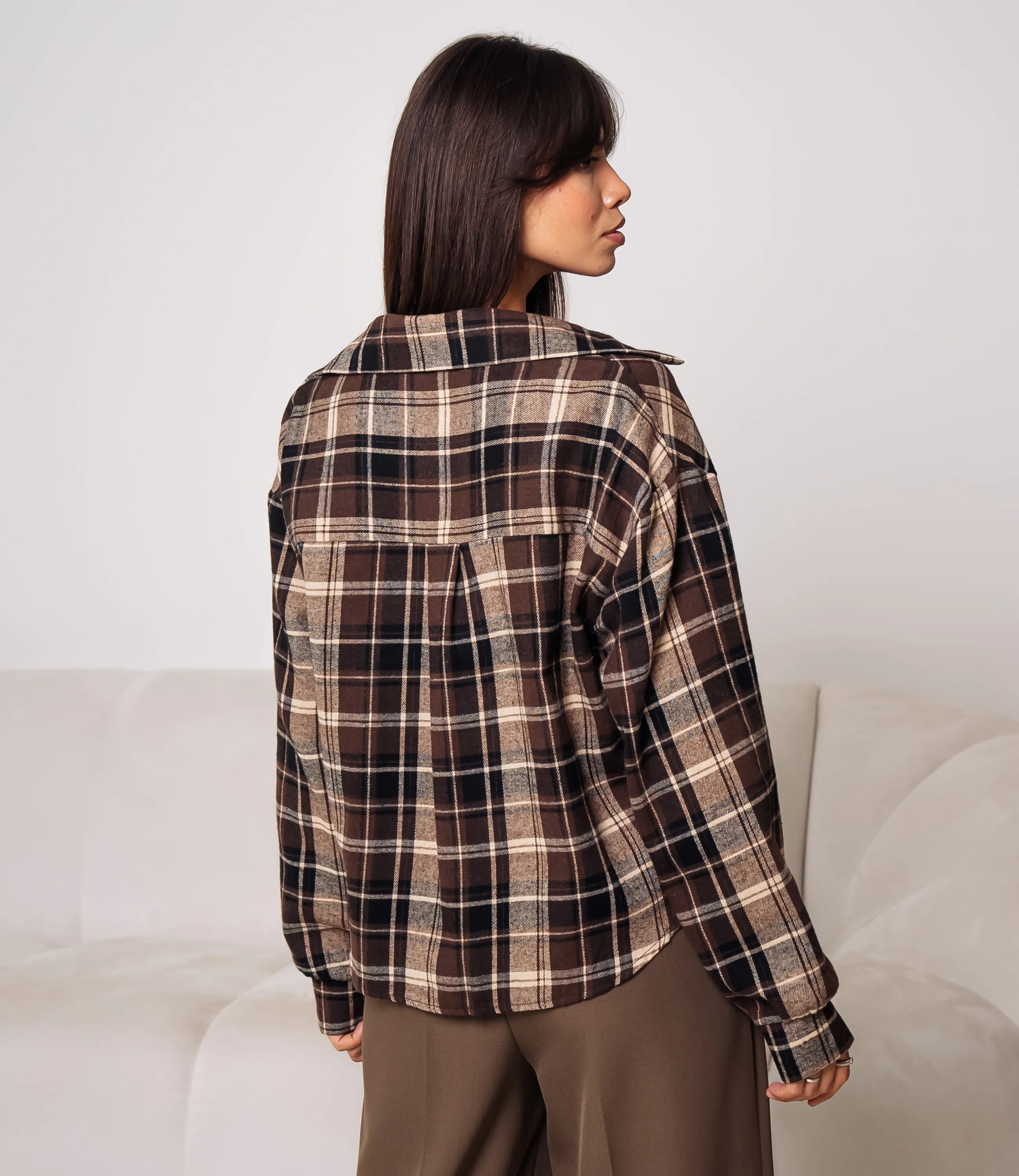 Комплект рубашка+топ #КТ2541, коричневый,бежевый - фото 3