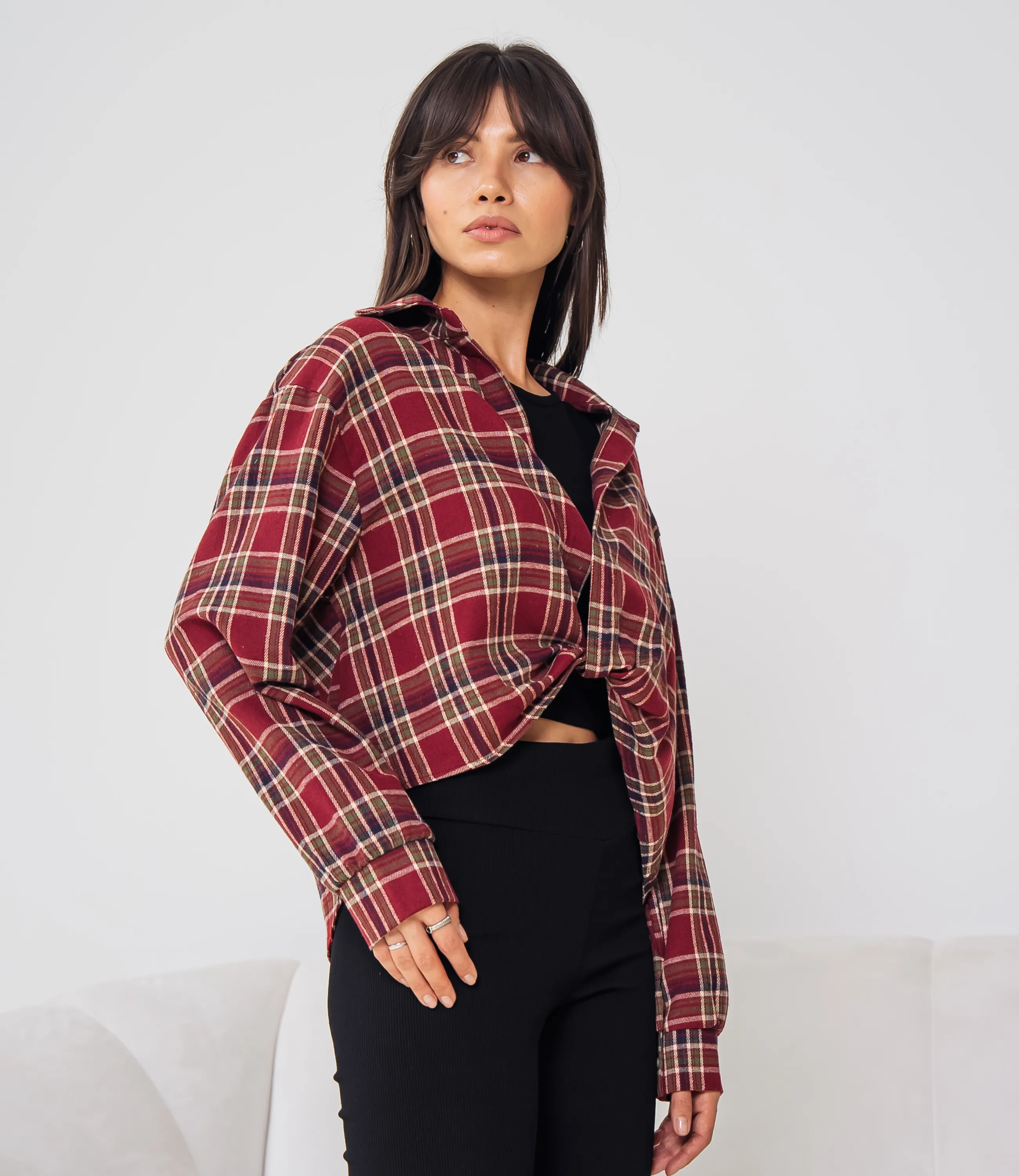 Комплект рубашка+топ #КТ2541, бордовый - фото 2