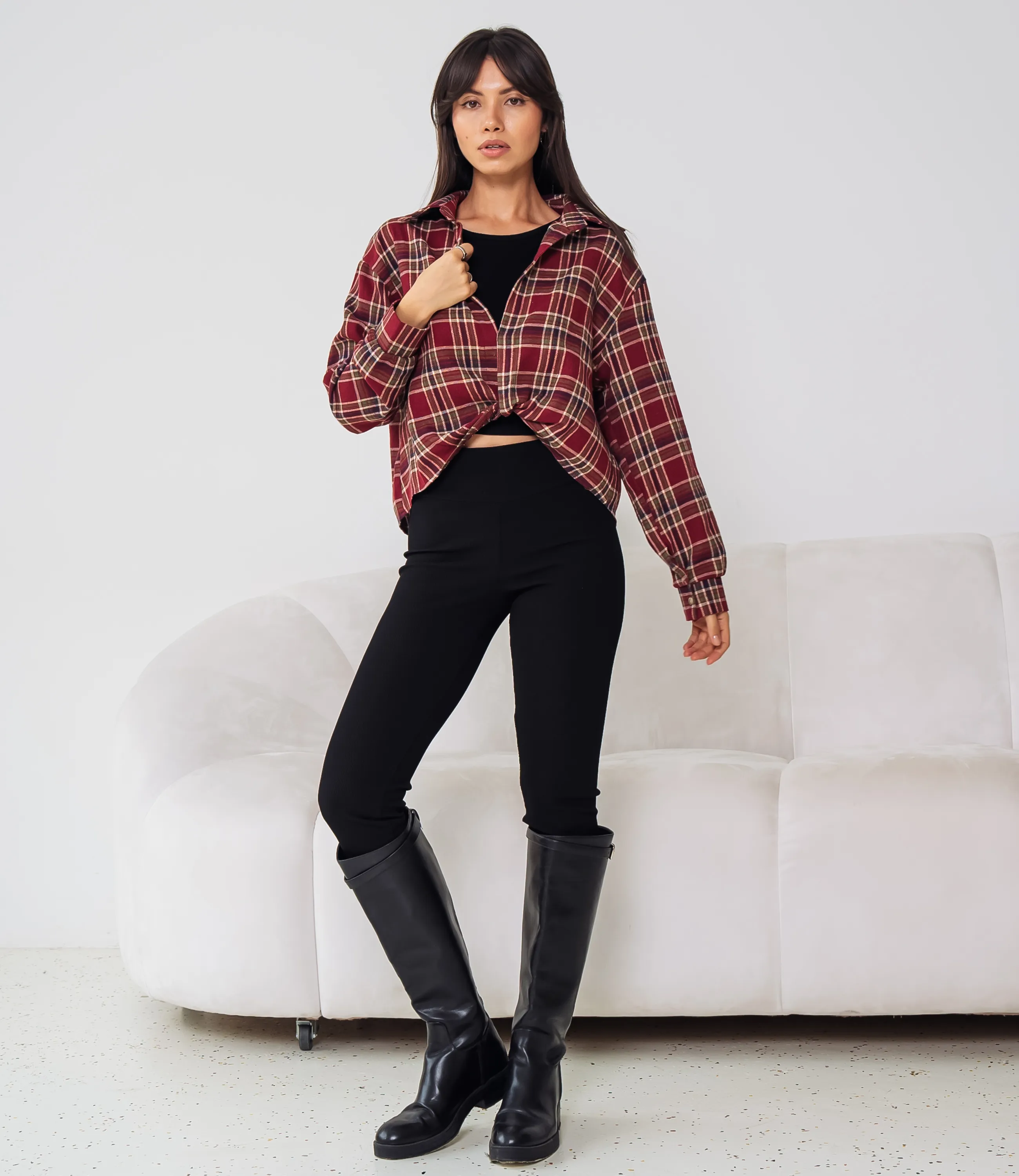 Комплект рубашка+топ #КТ2541, бордовый - фото 4