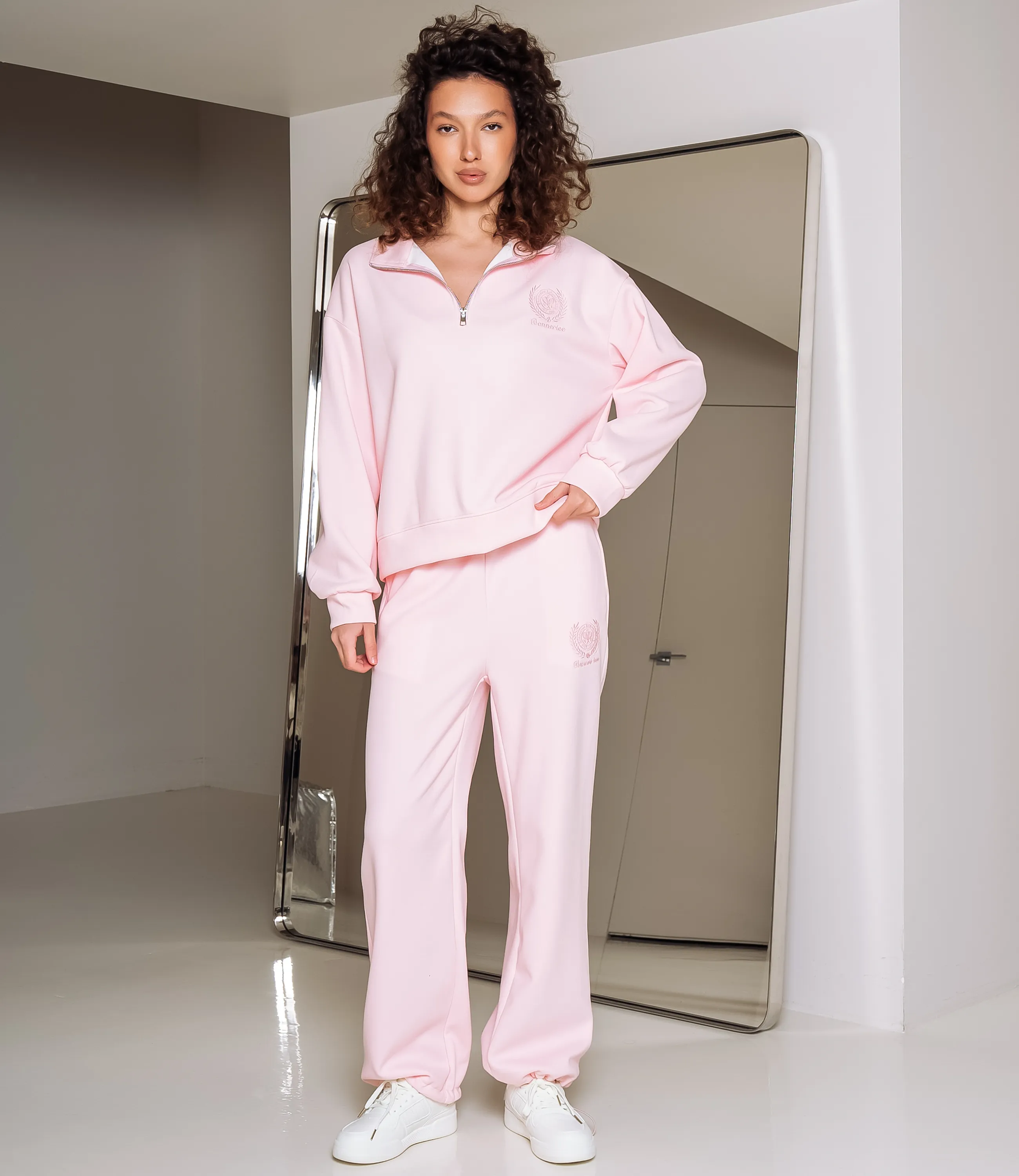 Спортивный костюм #КТ23710, светло-розовый - фото 1