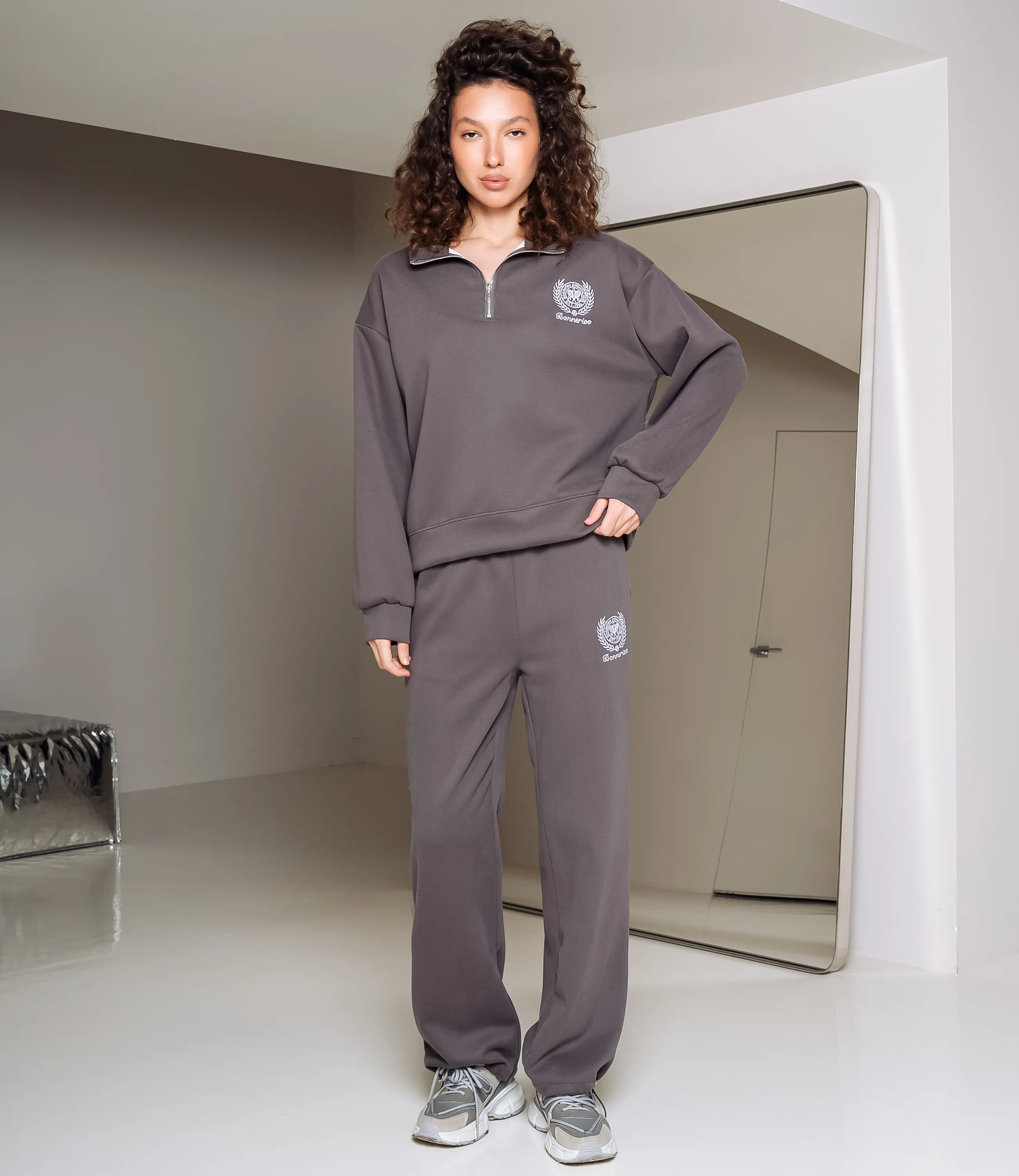 Спортивный костюм #КТ23710, тёмно-серый - фото 1