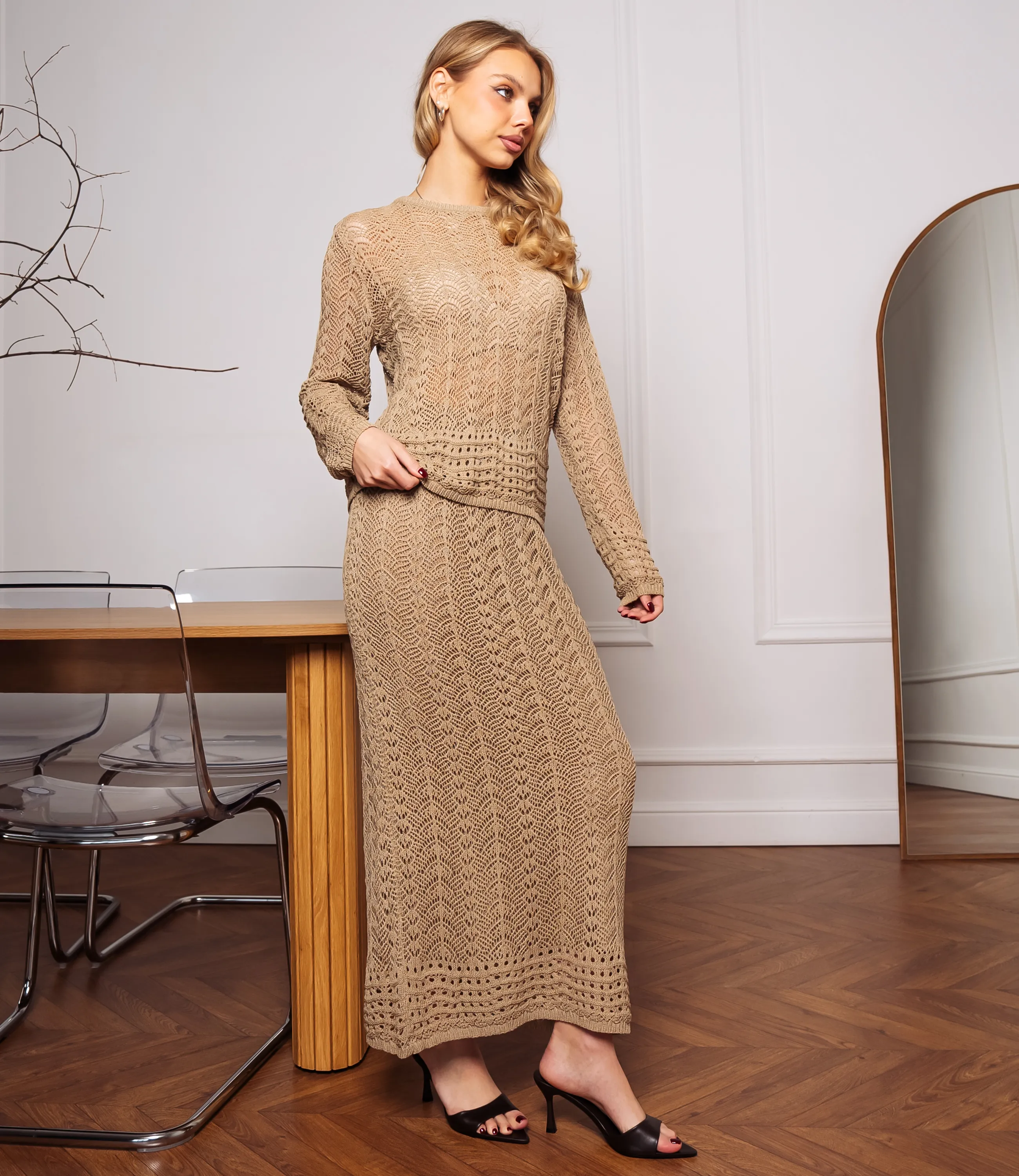 Костюм #КТ5155, тёмно-бежевый - фото 2