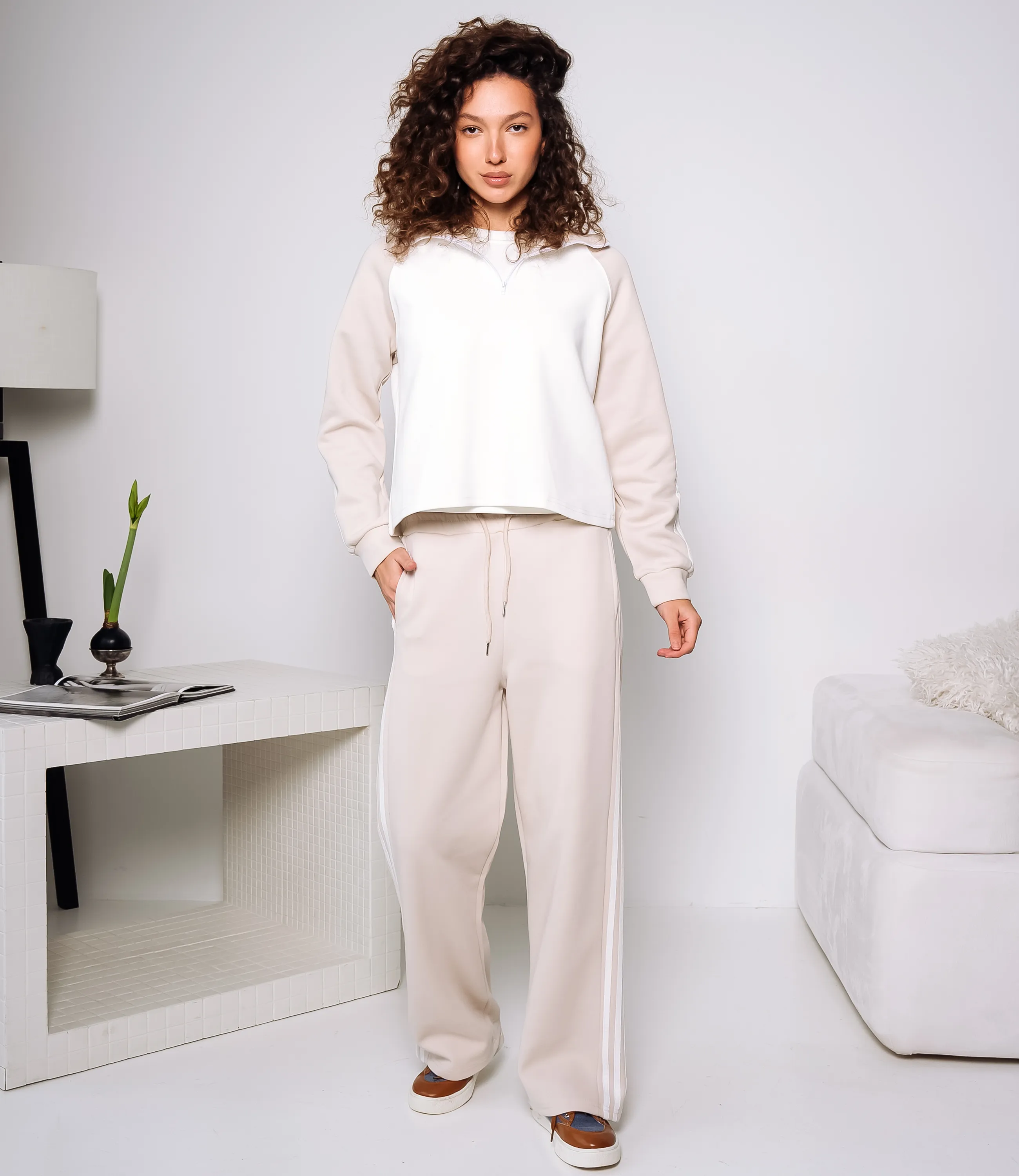 Спортивный костюм тройка #КТ9003 (6), бежевый - фото 1