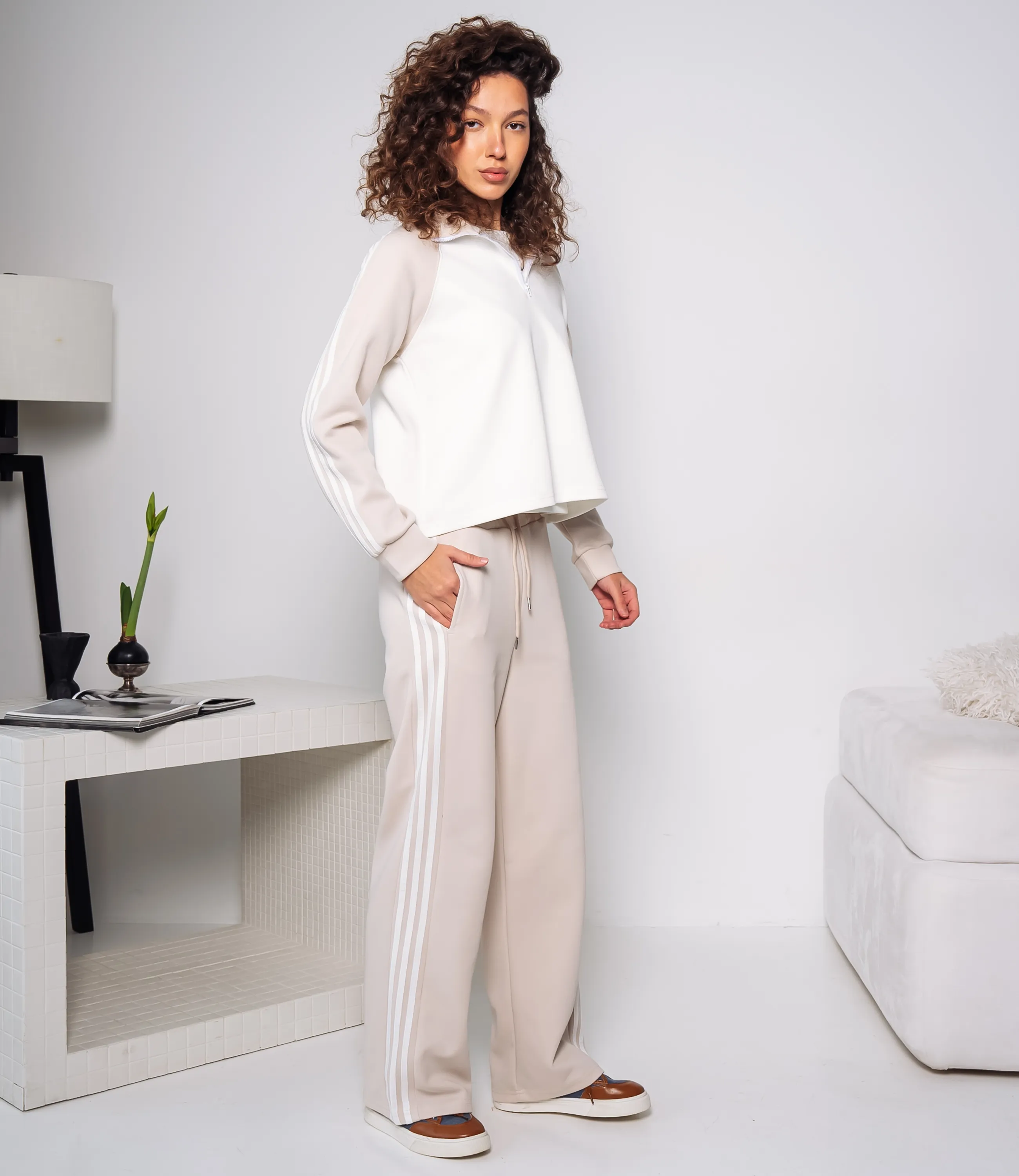 Спортивный костюм тройка #КТ9003 (6), бежевый - фото 2