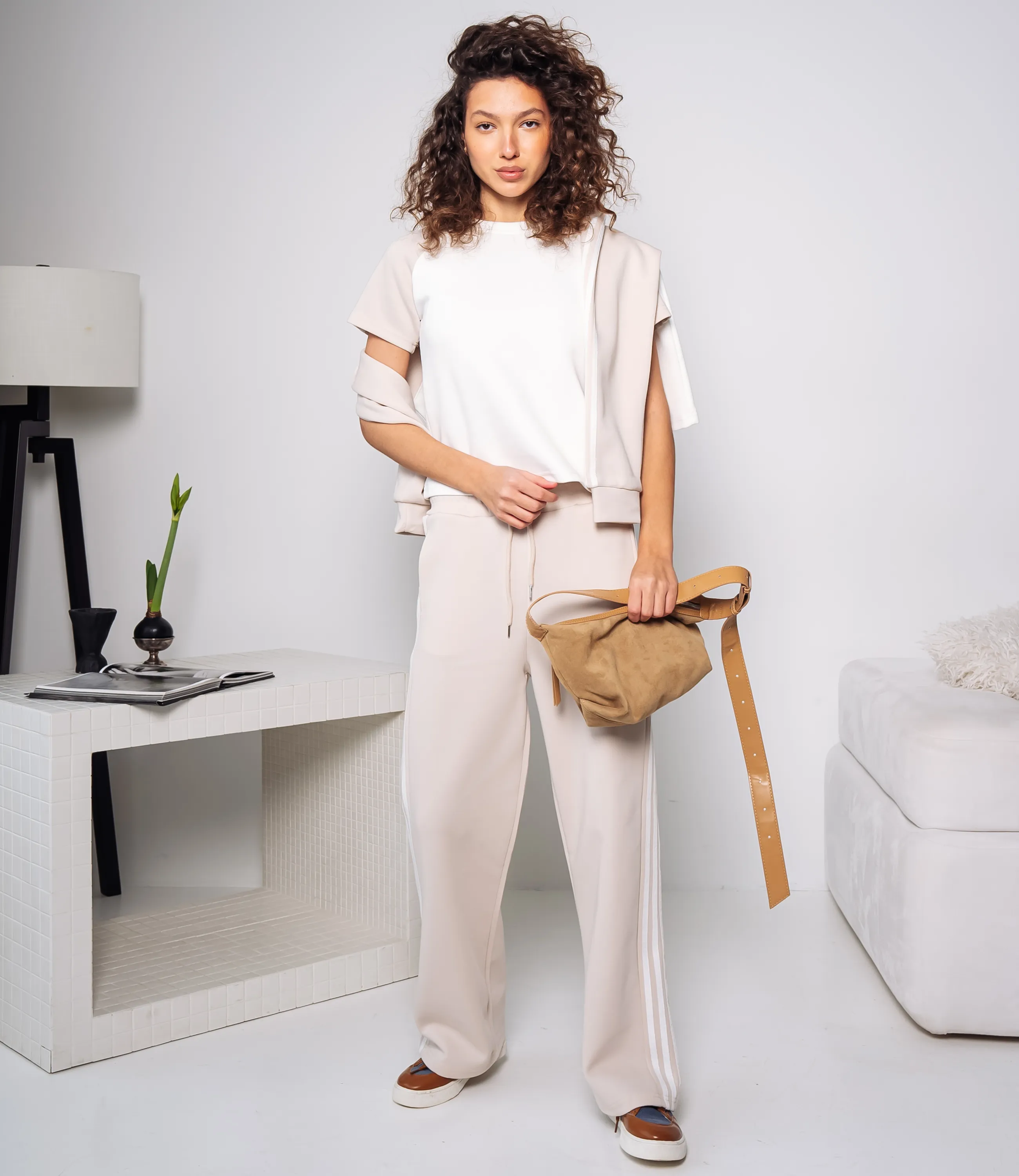 Спортивный костюм тройка #КТ9003 (6), бежевый - фото 4