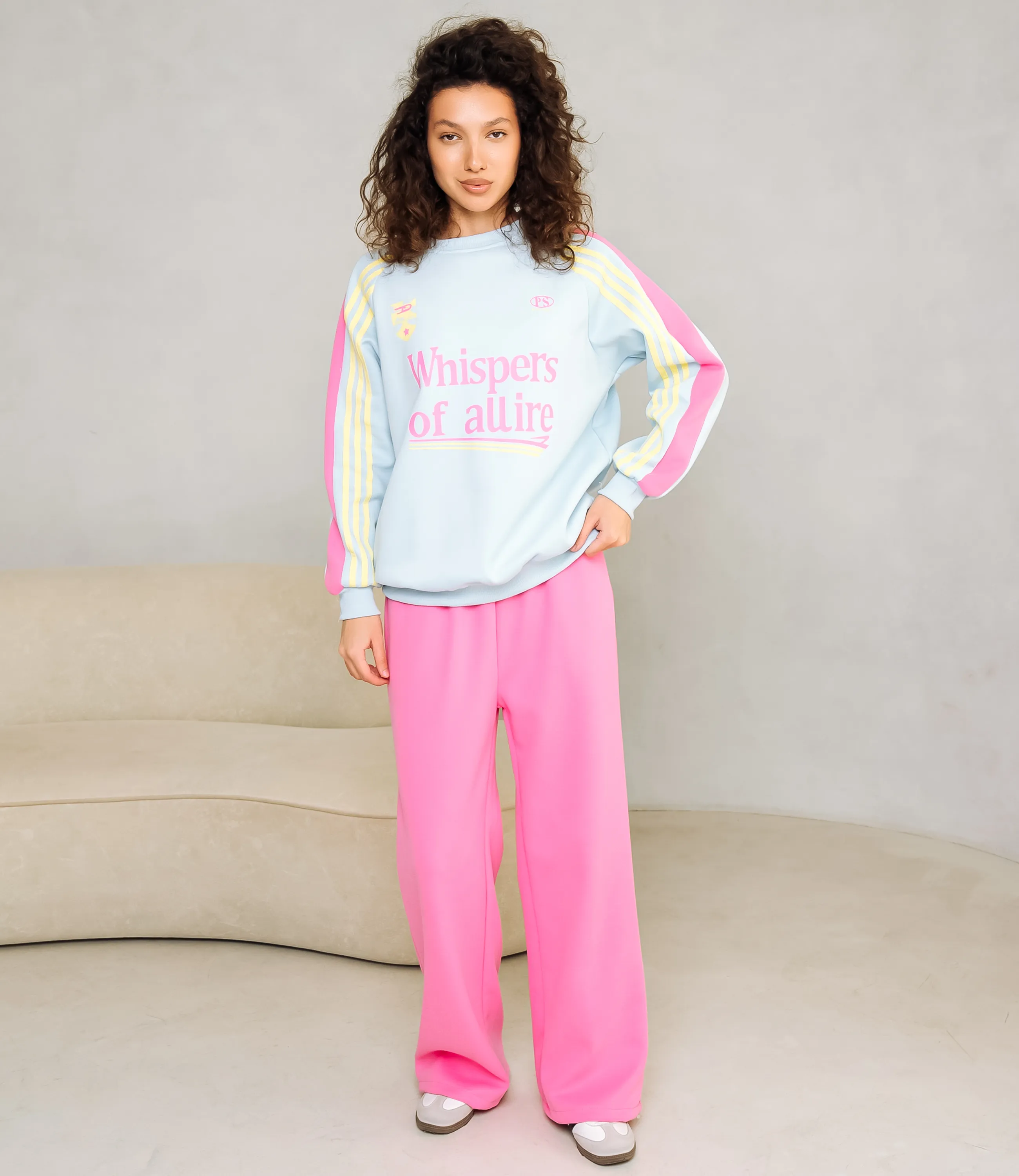 Спортивный костюм #КТ333 (4), голубой, розовый - фото 1