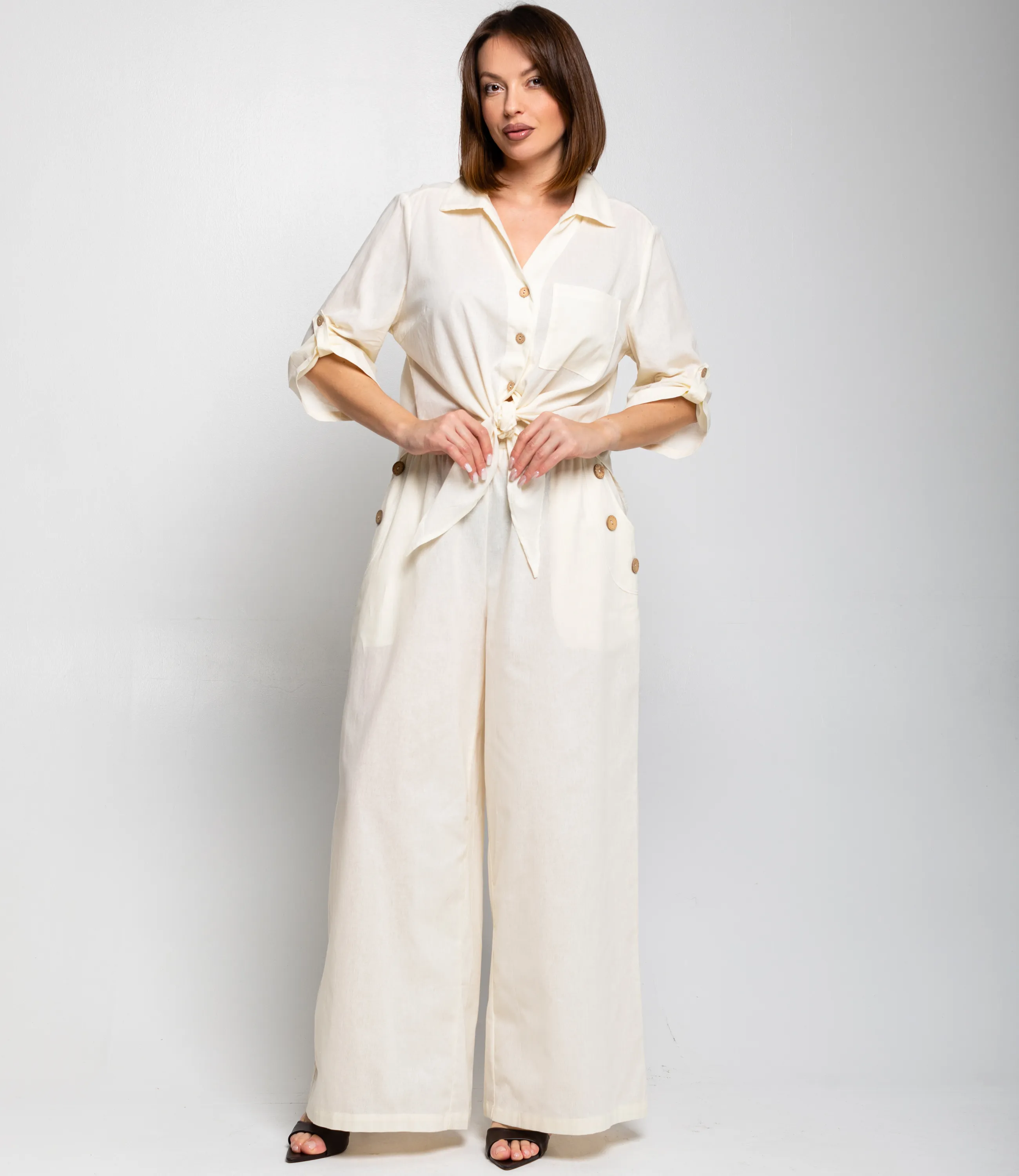 Костюм #ОКТ095013, кремовый - фото 1