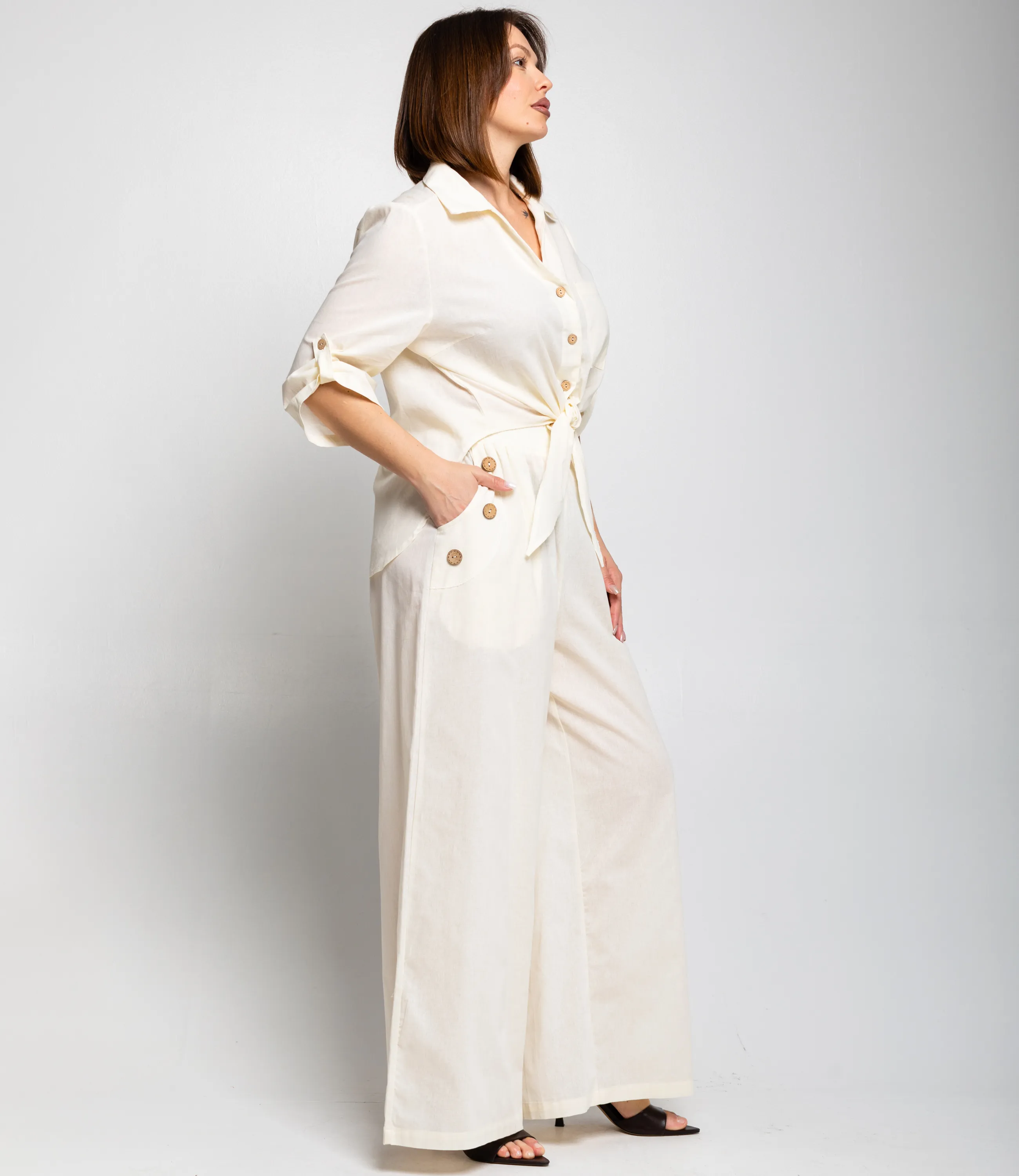 Костюм #ОКТ095013, кремовый - фото 3