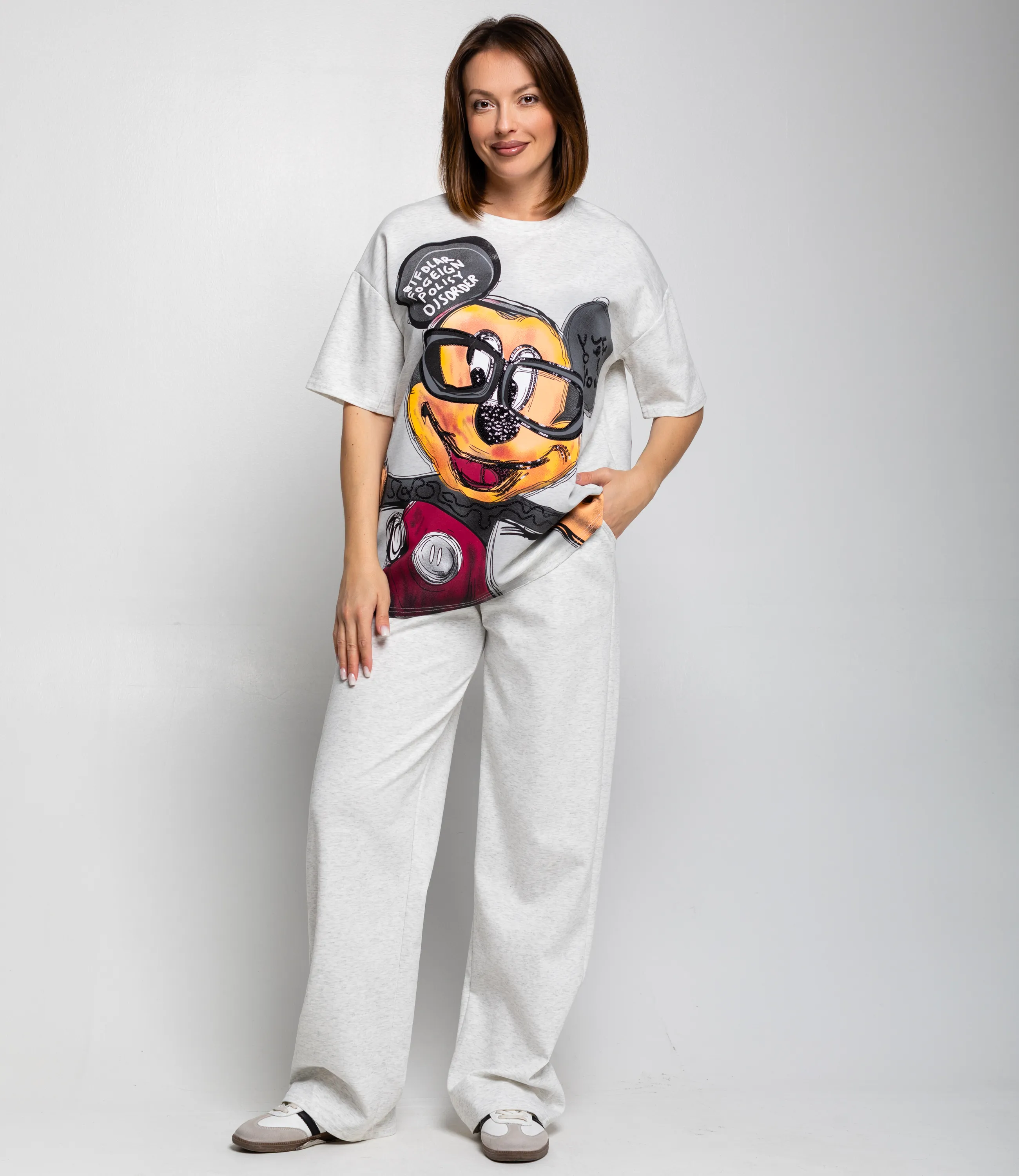 Спортивный костюм #КТ2654, серый меланж - фото 1