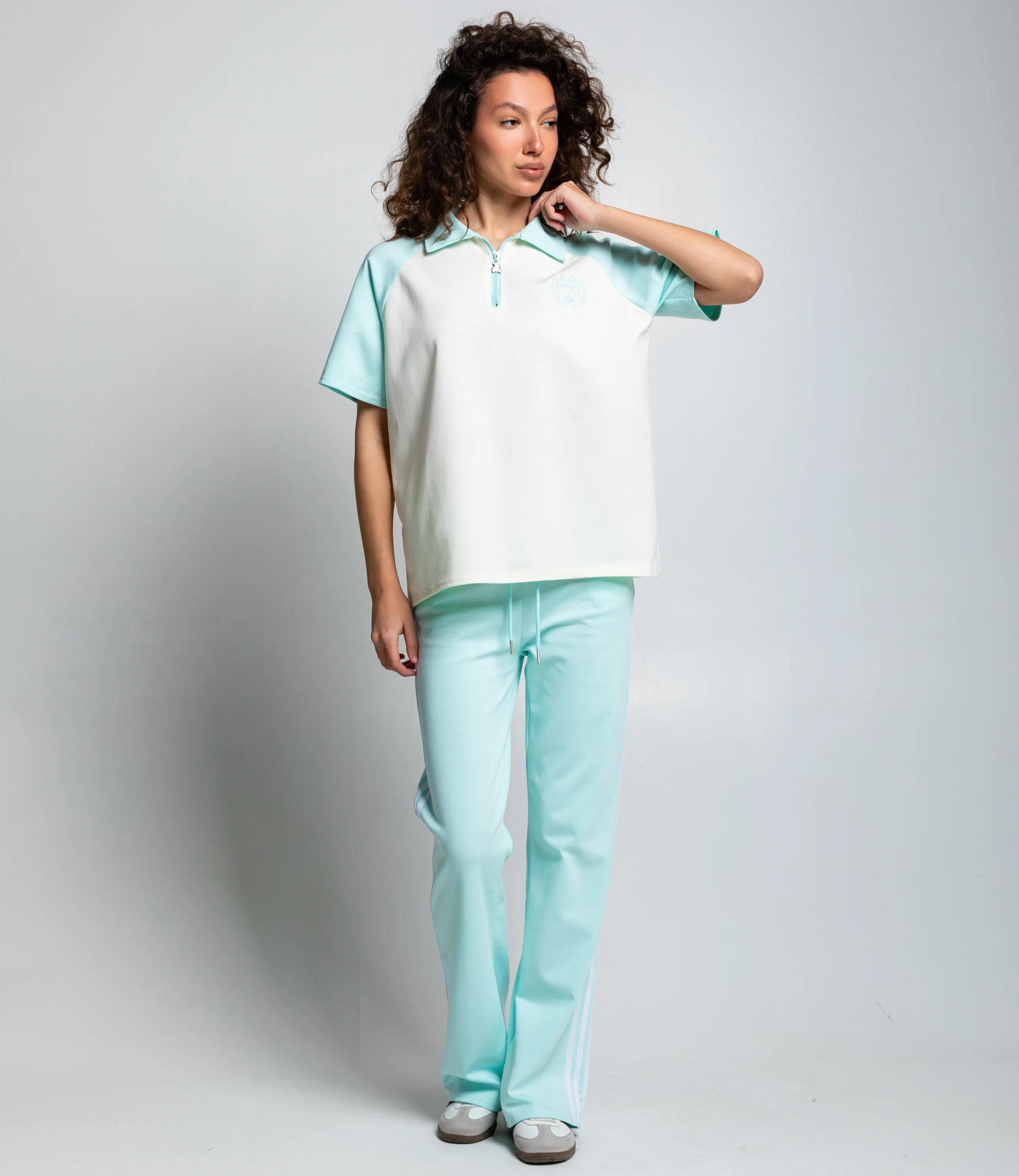 Спортивный костюм #КТ6605 (3), тиффани, кремовый - фото 2