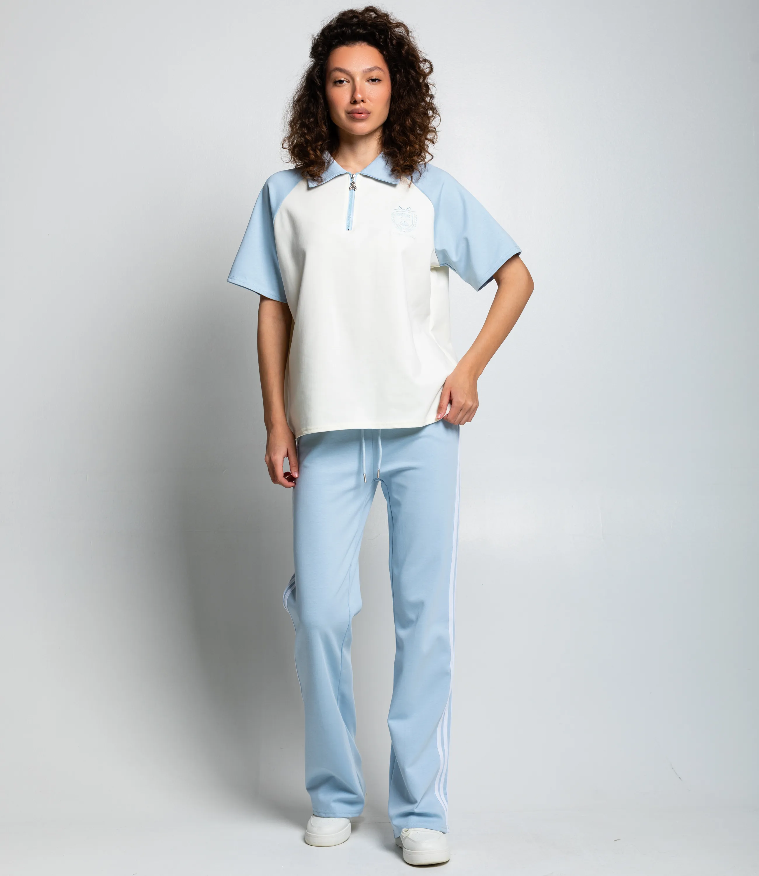 Спортивный костюм #КТ6605 (3), голубой, кремовый - фото 1