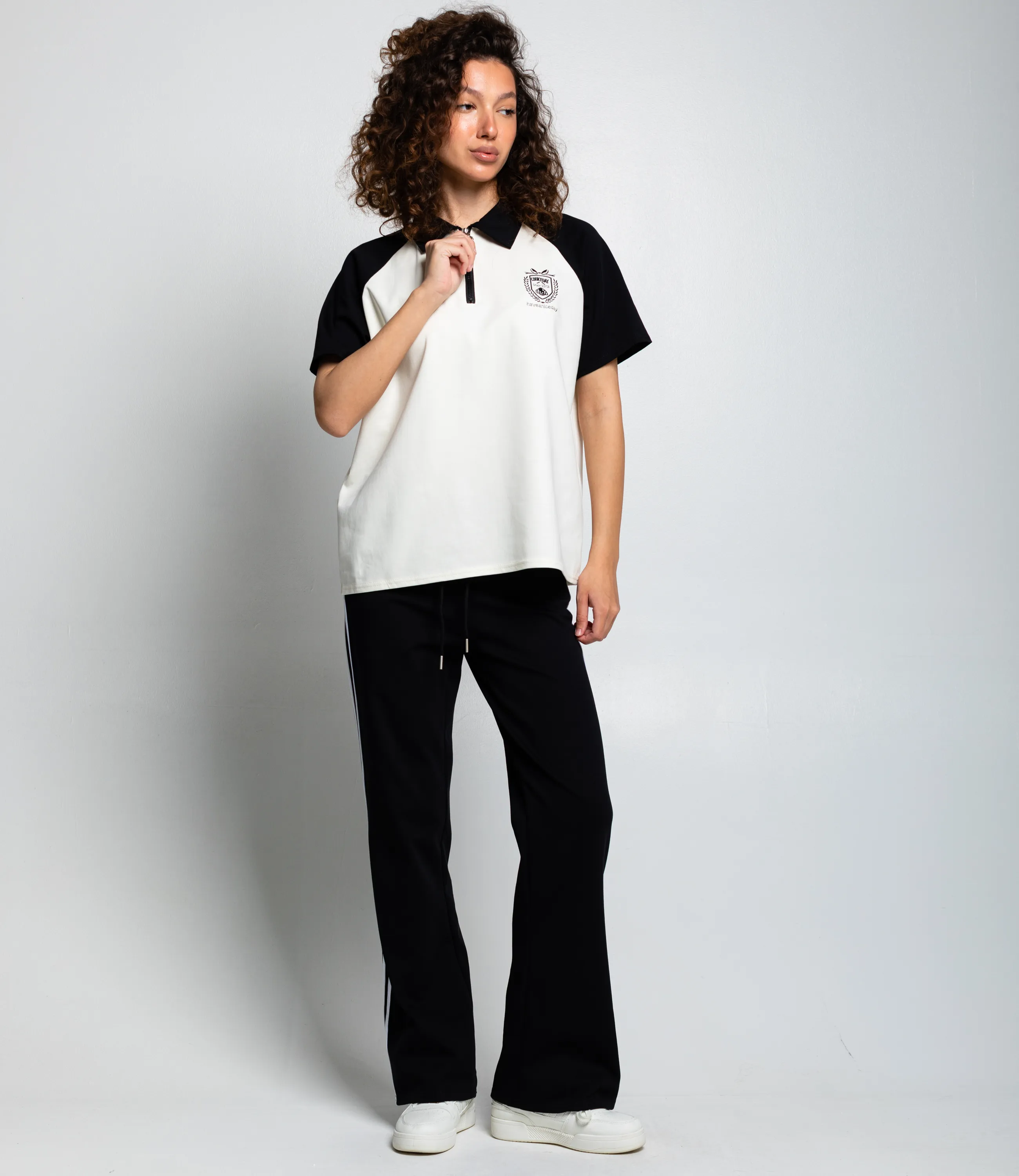 Спортивный костюм #КТ6605 (3), чёрный, кремовый - фото 2