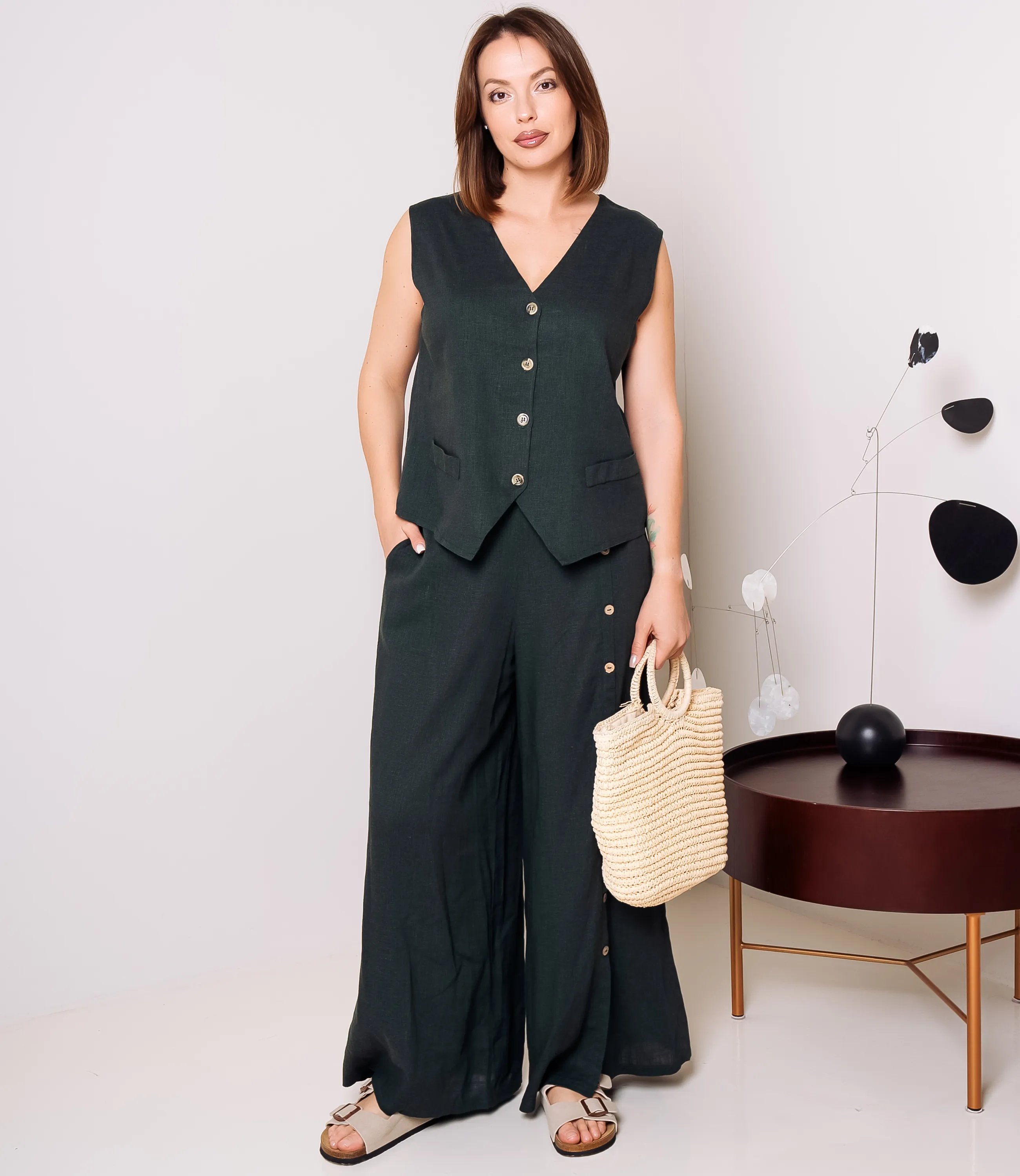 Костюм #ОКТ025026, изумрудный - фото 1