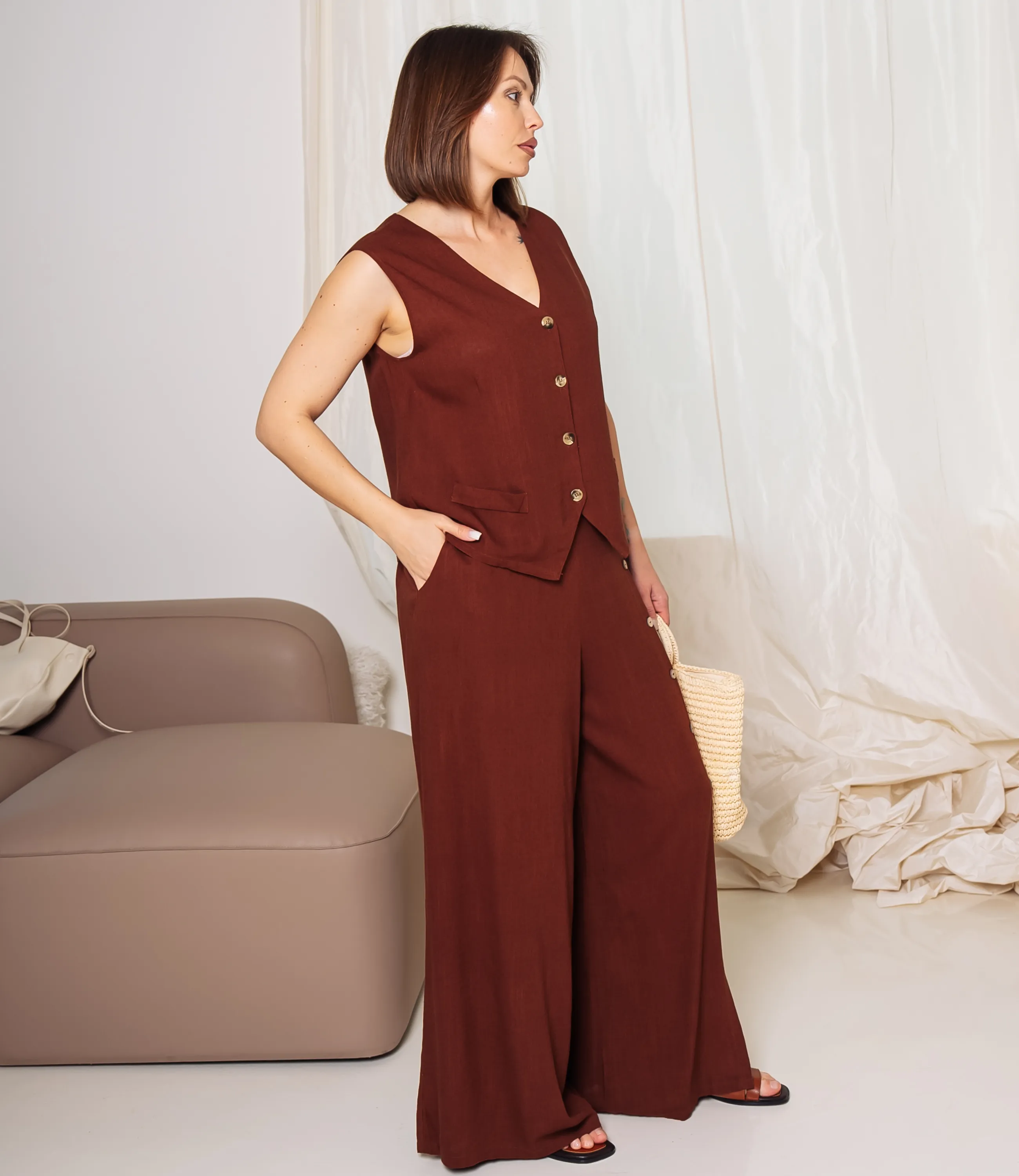 Костюм #ОКТ025026, коричневый - фото 2