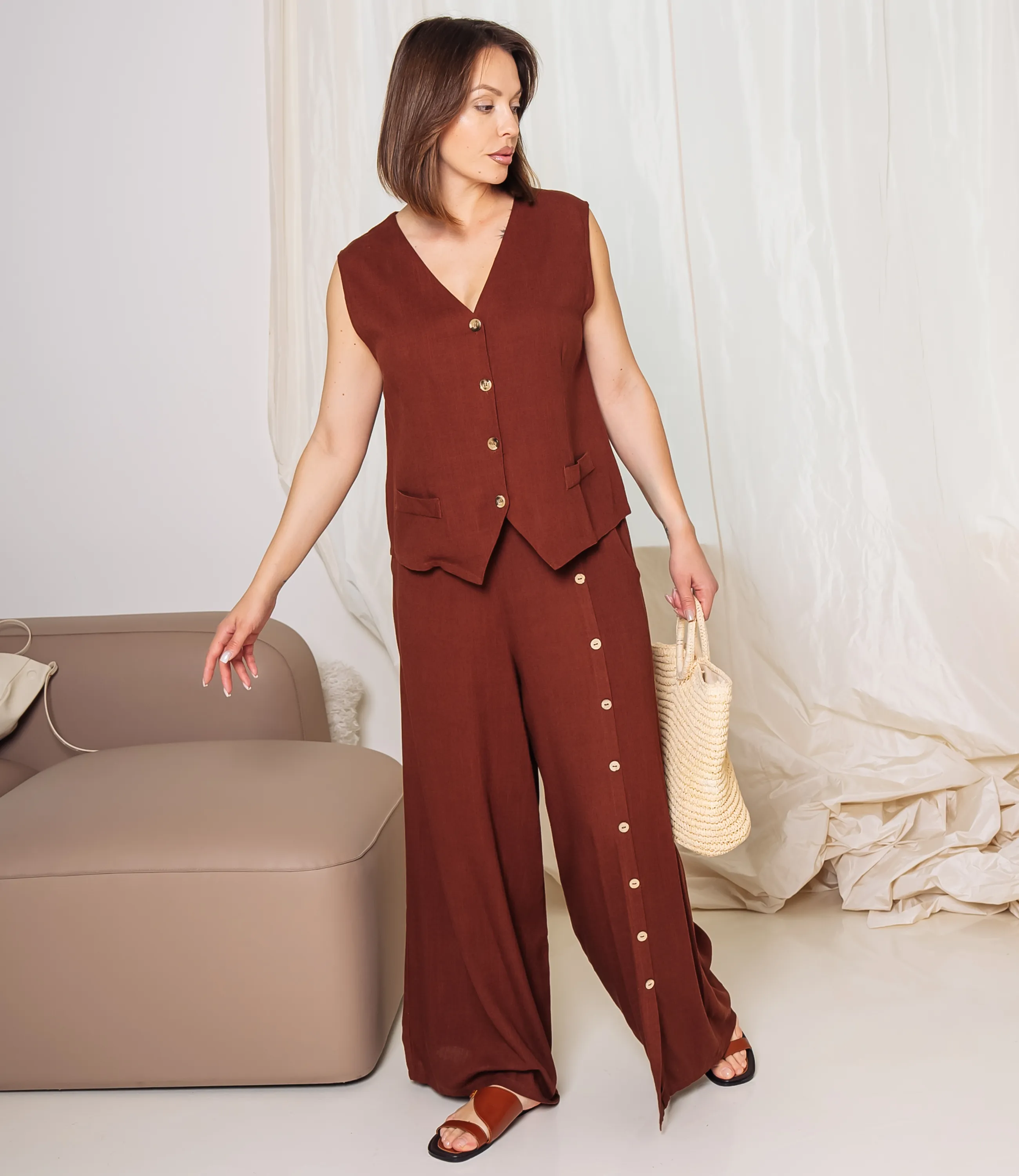 Костюм #ОКТ025026, коричневый - фото 4