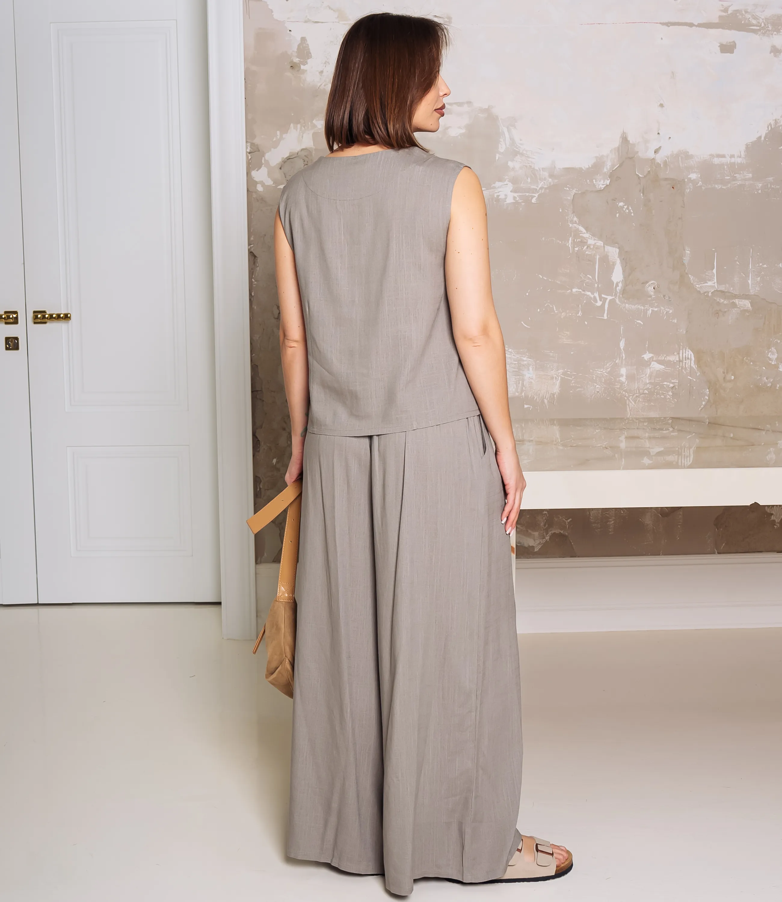 Костюм #ОКТ025026, бежево-серый - фото 3