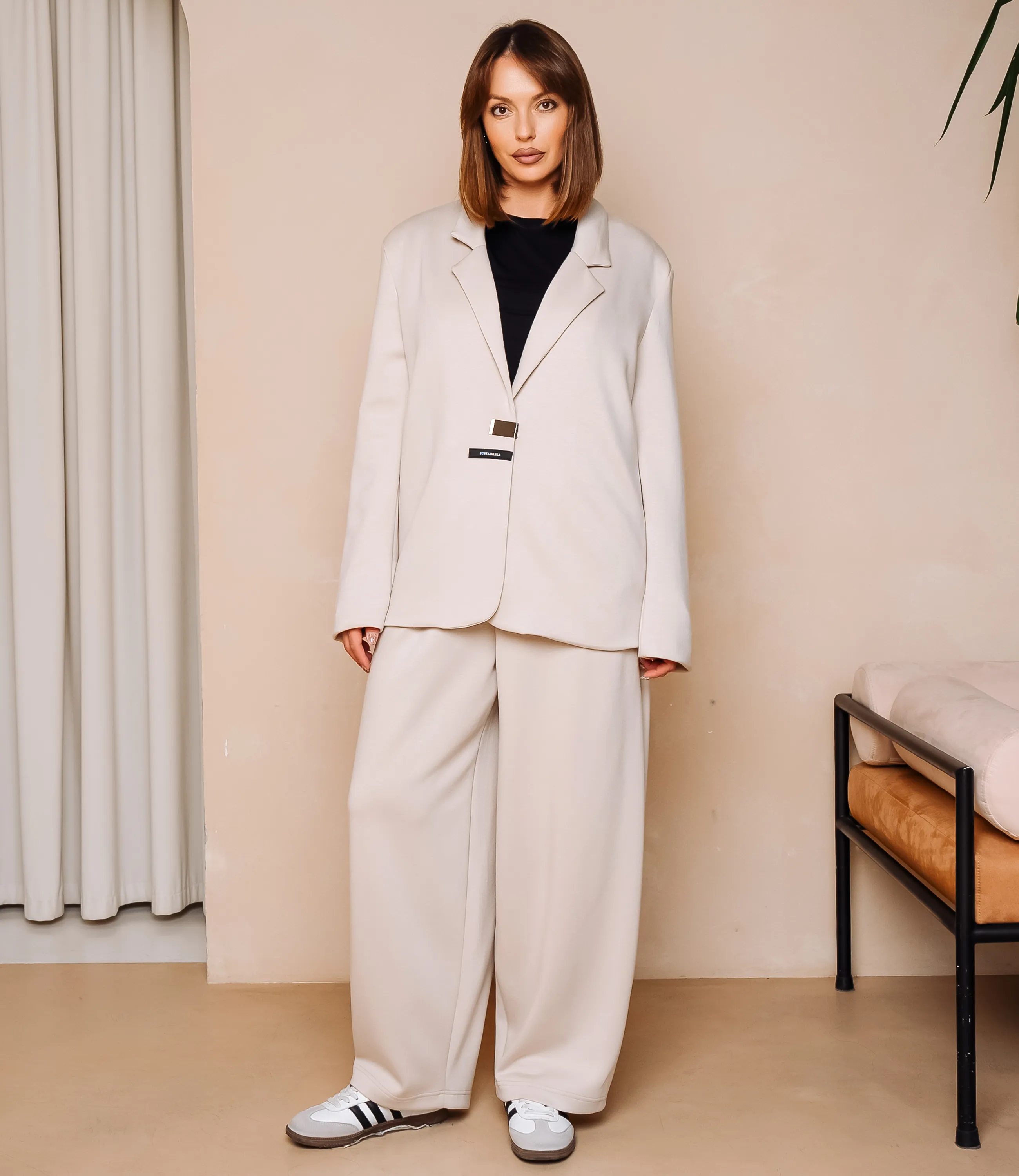 Костюм #КТ1790, светло-бежевый - фото 1