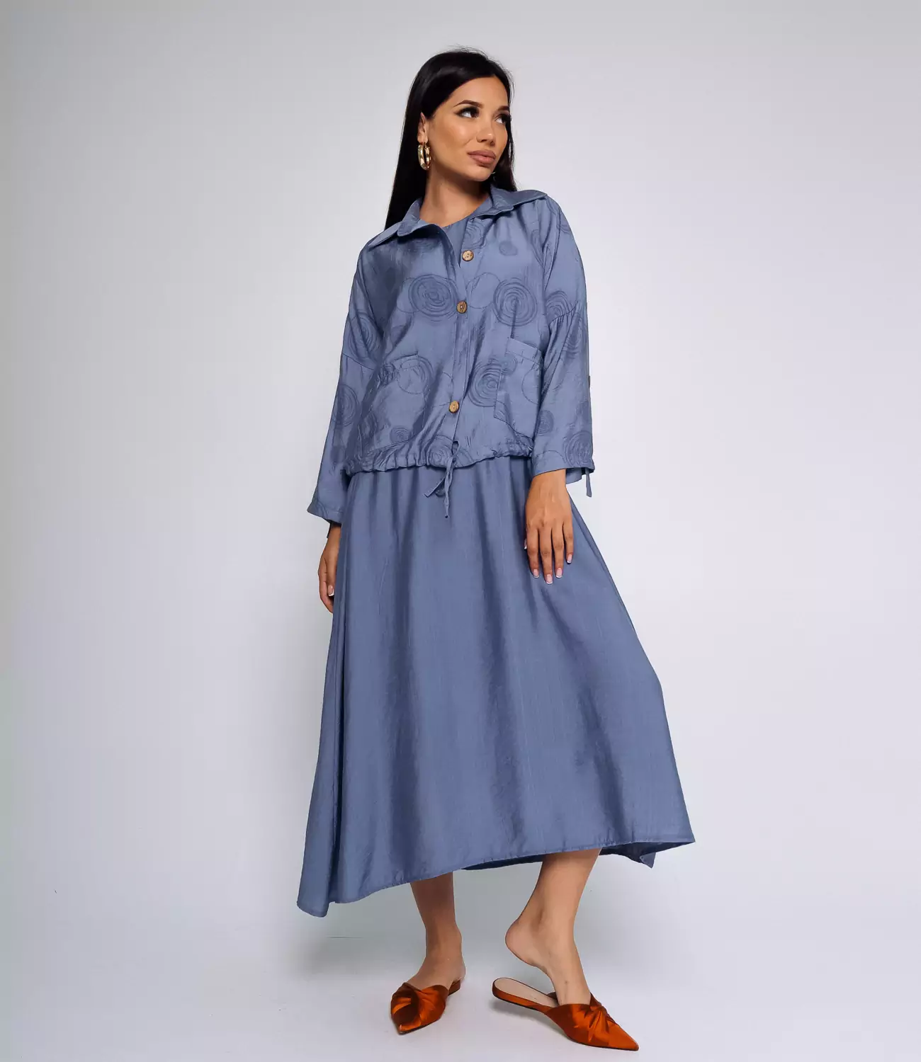 Комплект платье+рубашка #БШ2459-3, голубой - фото 6