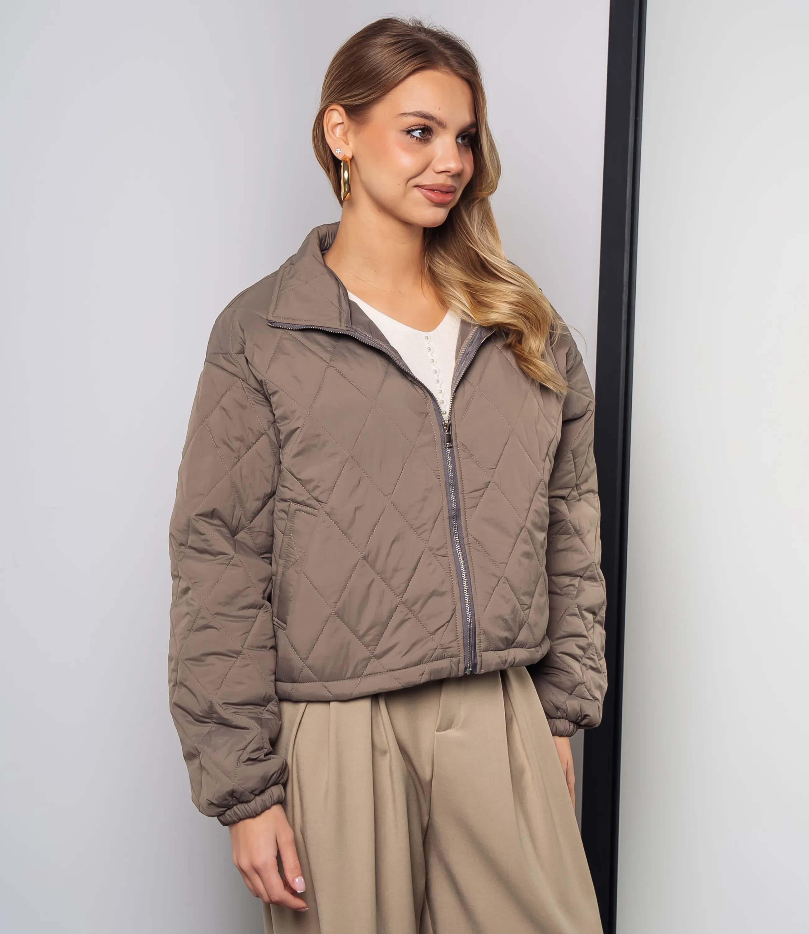 Куртка #КТ730, бежево-серый - фото 2