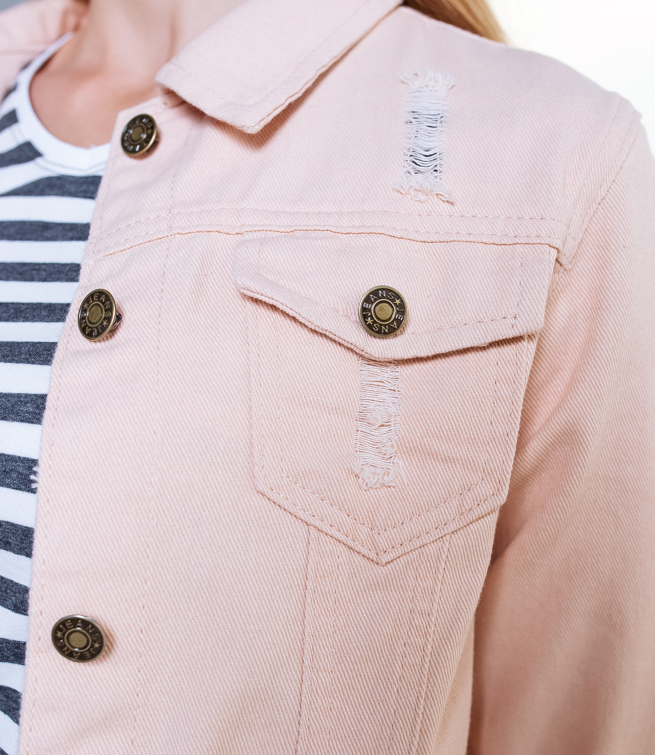 Джинсовая куртка #КТ6811, розовый - фото 5