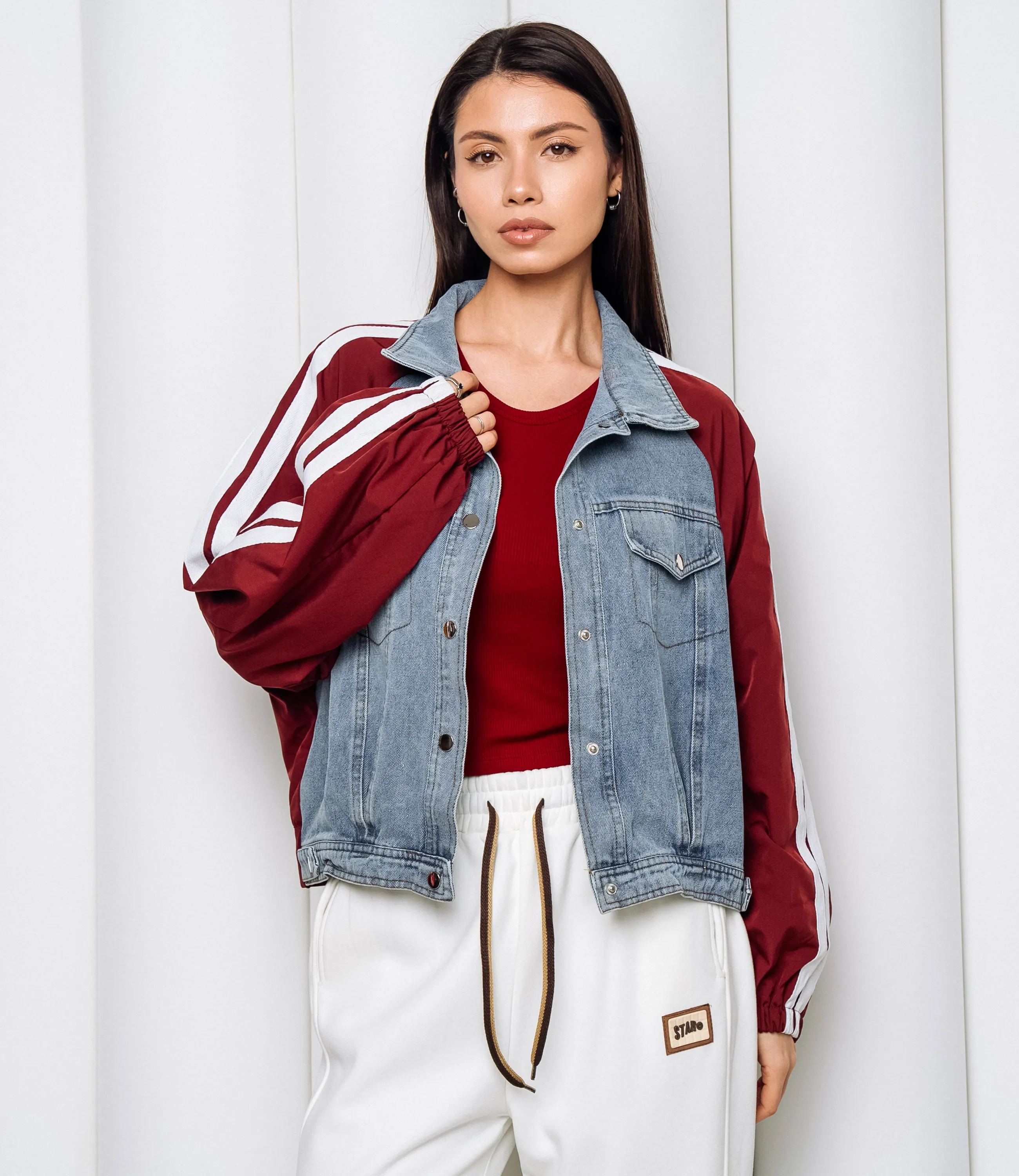 Куртка #КТ612 (5), бордовый голубой - фото 1