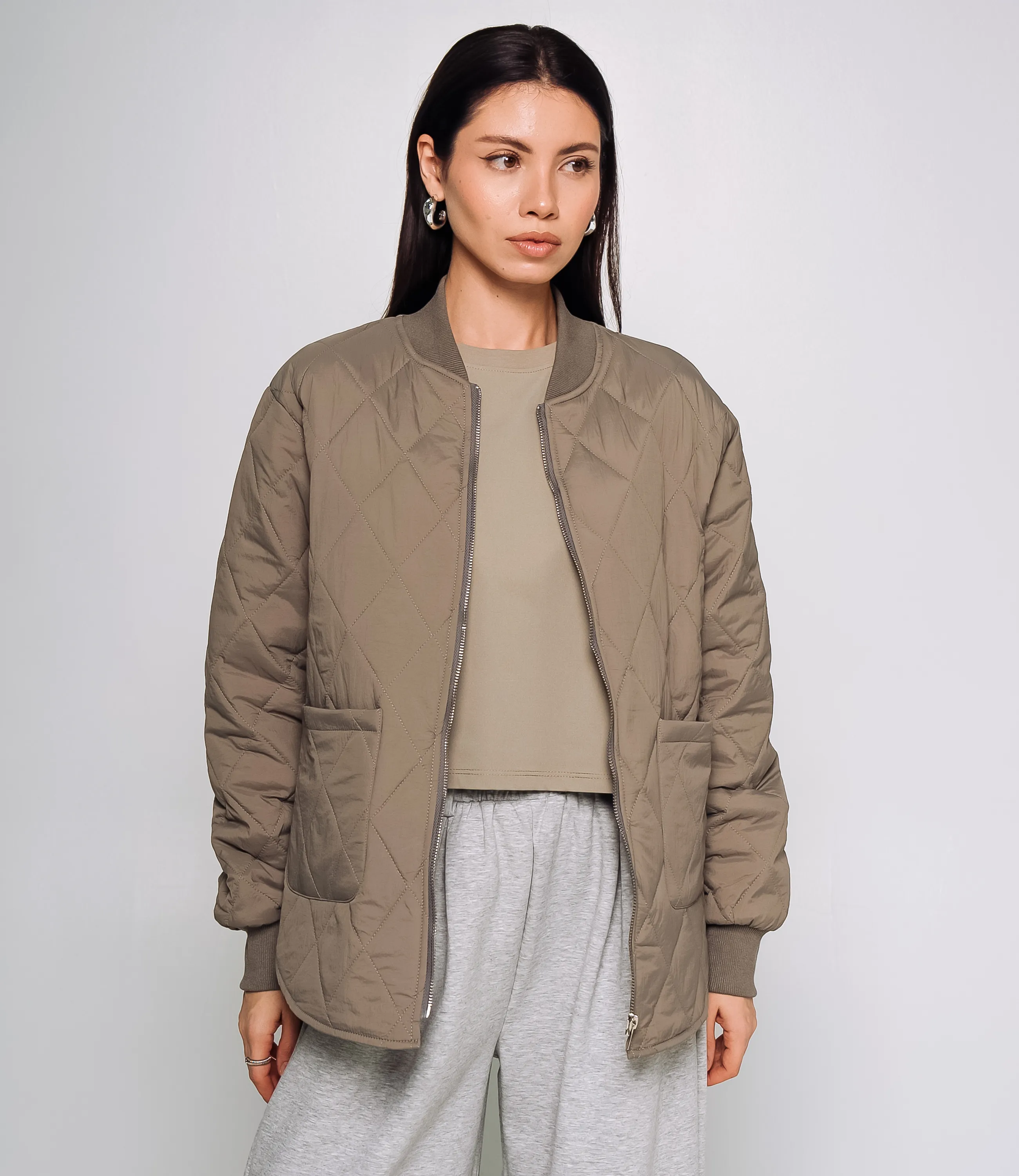 Куртка #КТ733, бежево-серый - фото 1