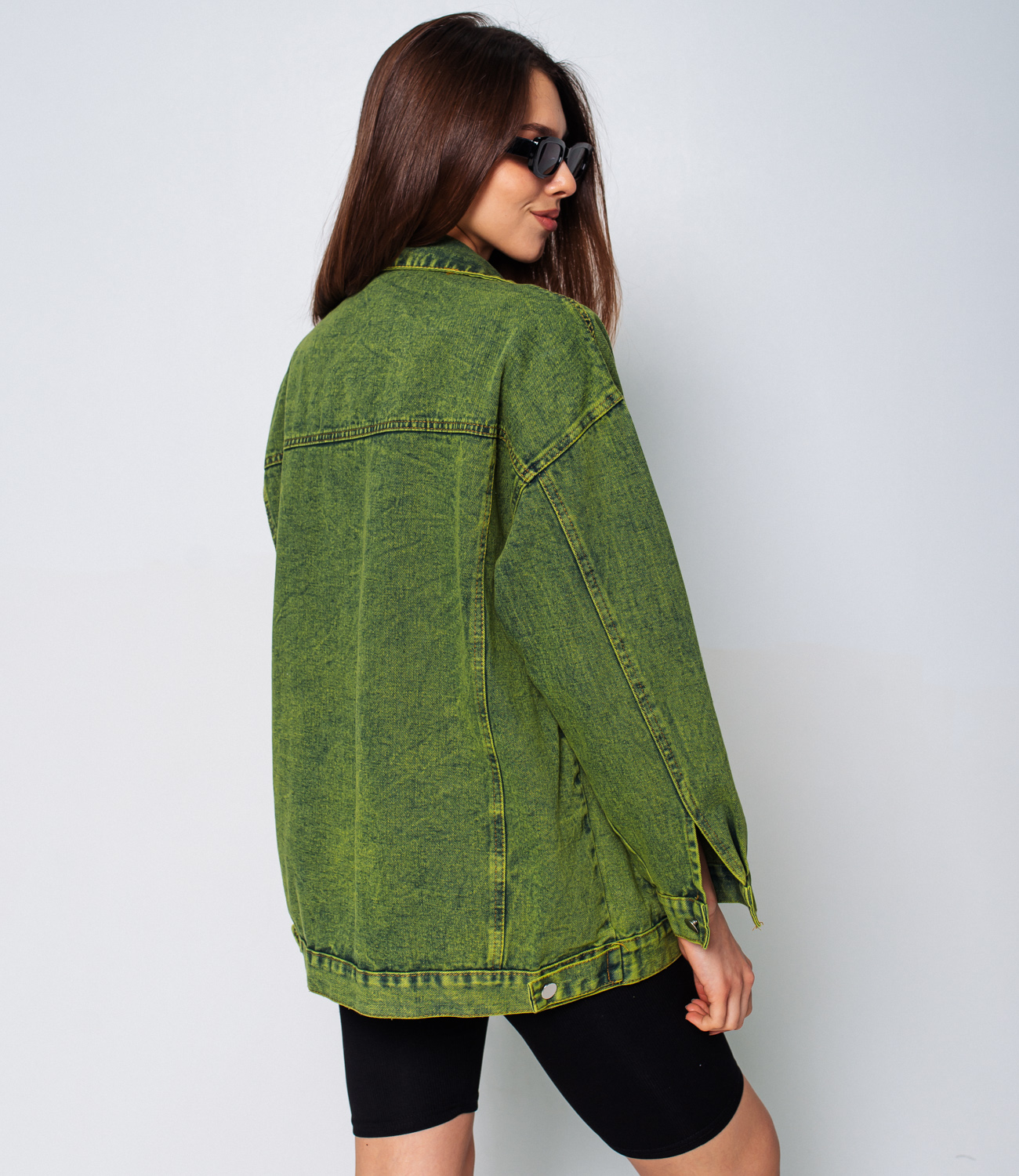 Джинсовая куртка #КТ3092, зеленый - фото 3